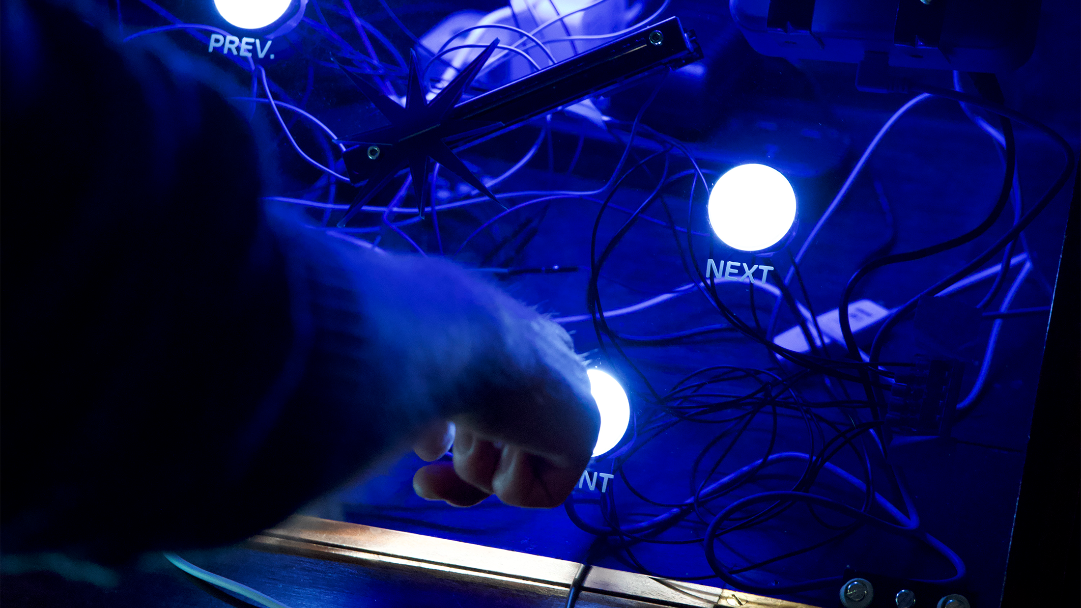 A close-up of a pop-up participant interacting with the bureau.
