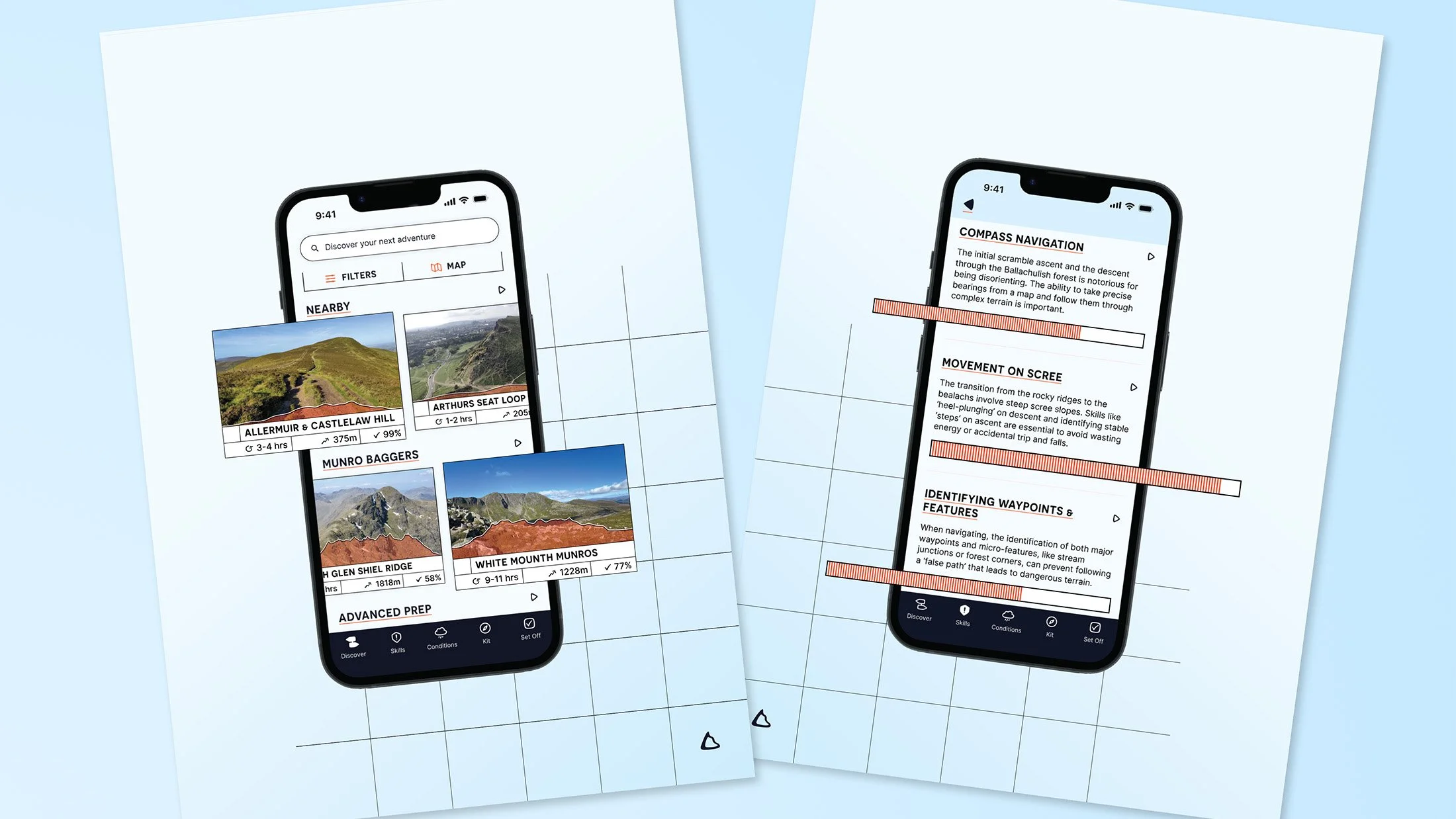 Posters designed to show key features of the Discover and Skills pages.