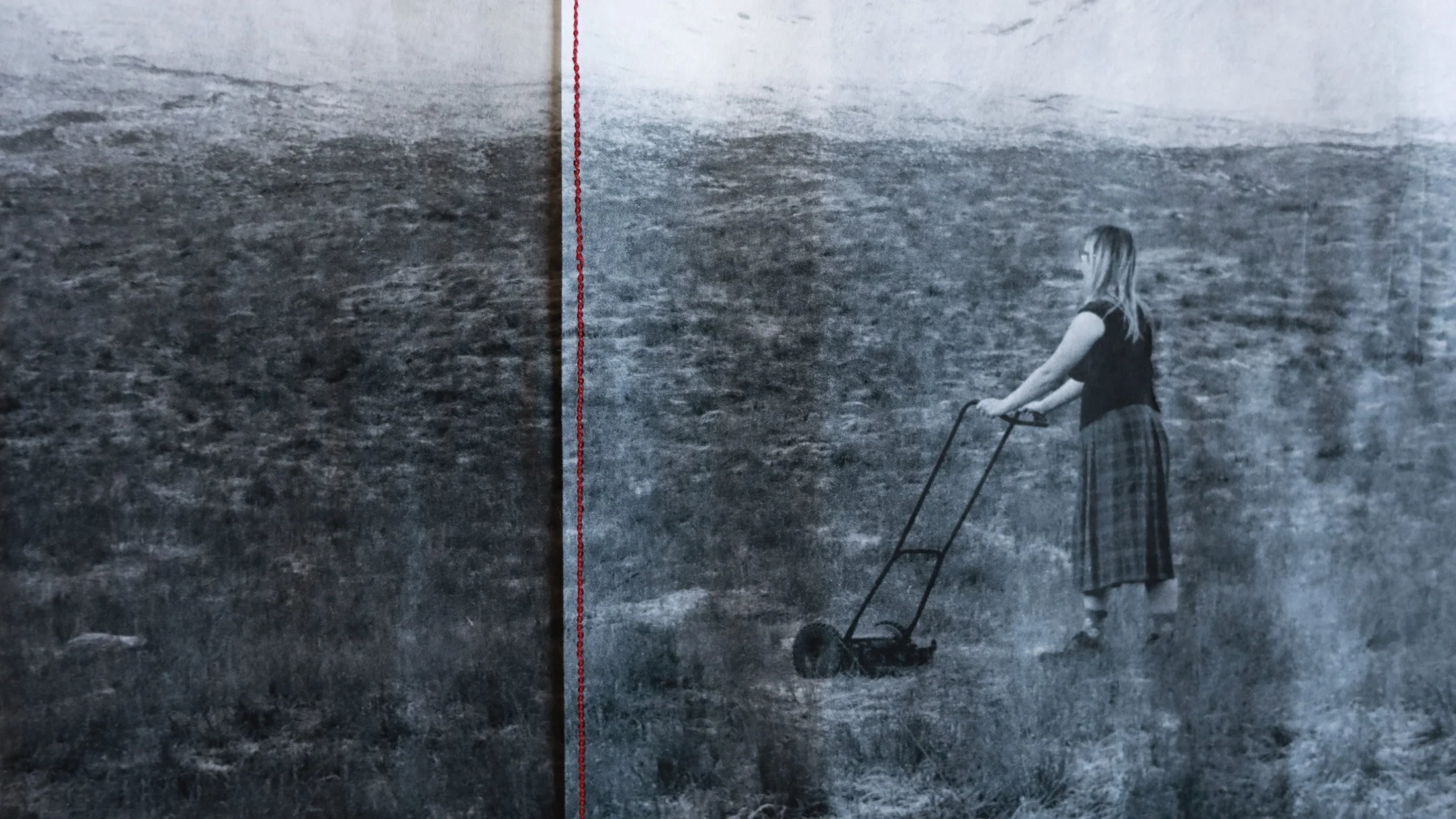 Sewn together rice paper print of 120mm digital scan. From triptych.