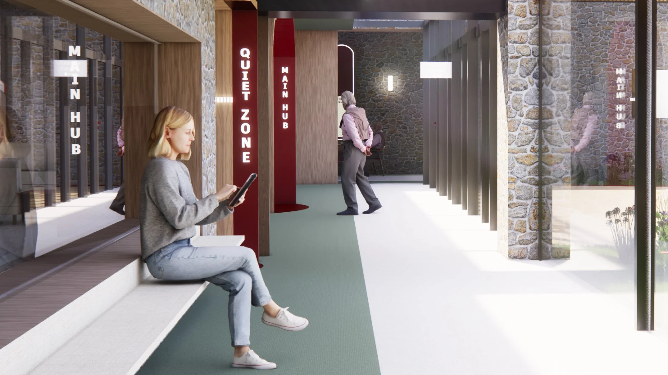 Visual of Main Entrance with Dementia-Friendly Wayfinding