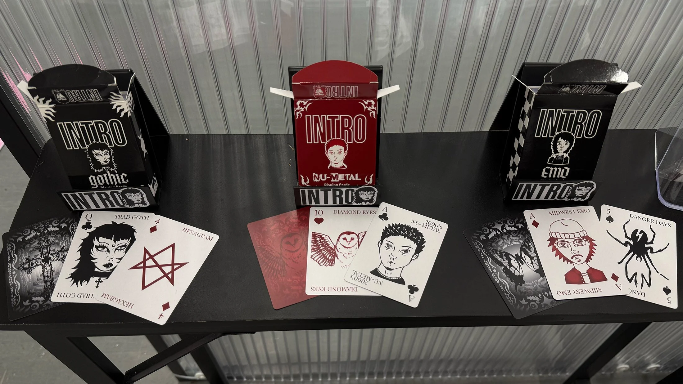 Subculture playing cards designed to visually help teach people about the key identifiable parts of the 3 subcultures.