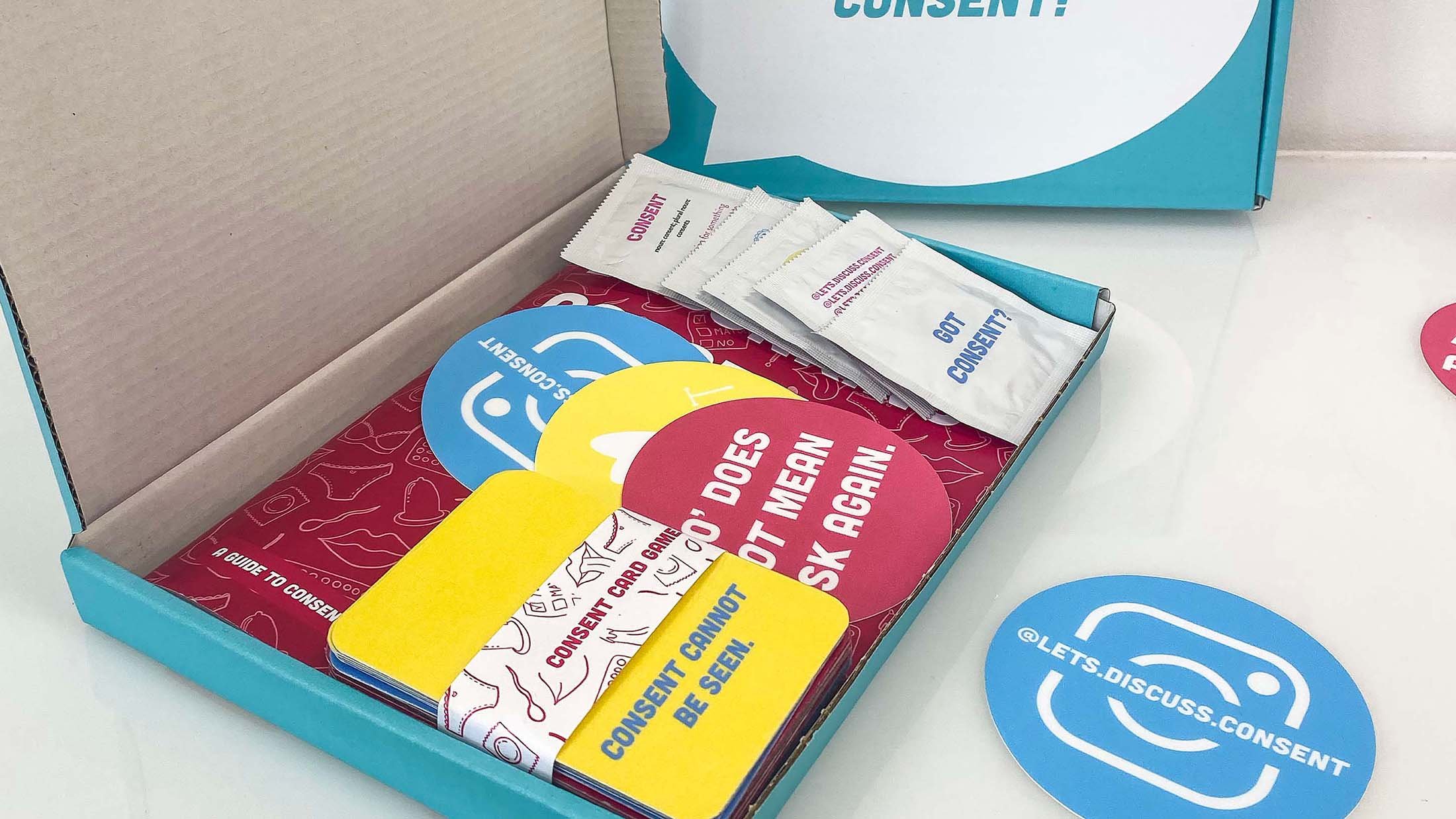 The “Consent Card Game” is a game created to provoke discussion amongst friends. The game presents the players with different scenarios and they must decide if consent can been seen in these scenarios. If they get the answer wrong they must take one
