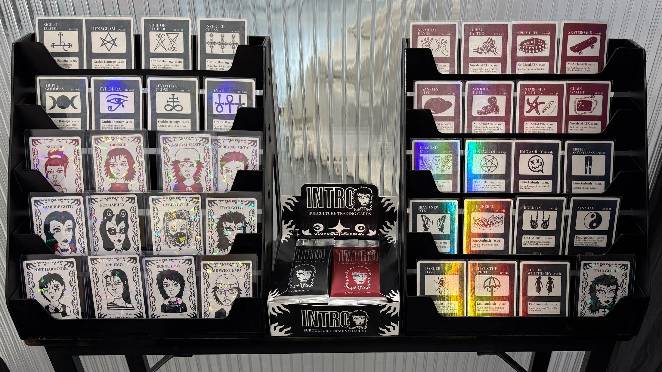 Collectable trading cards designed to visually help teach people about the key identifiable parts of the 3 subcultures and teaching them what they mean.