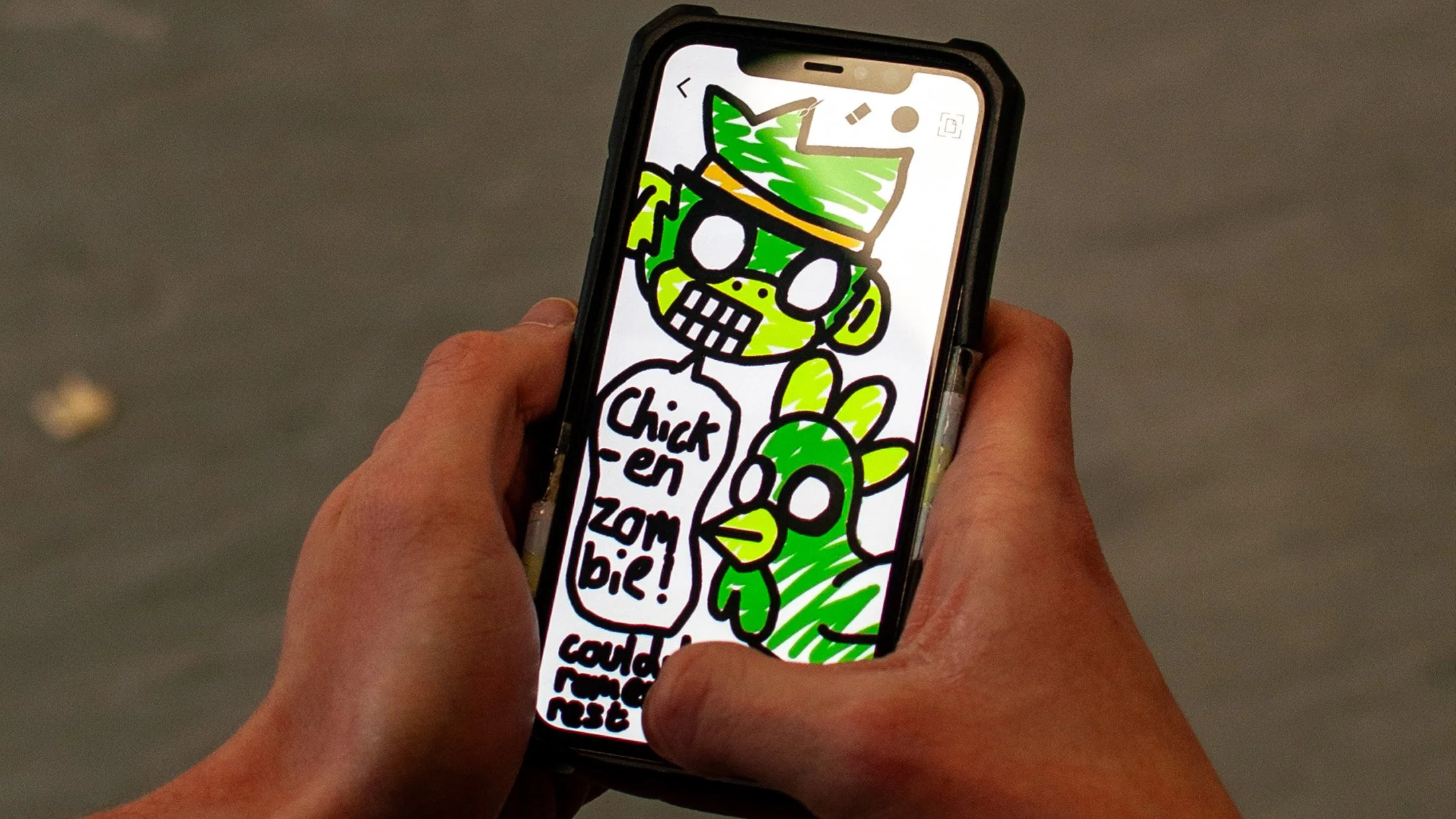 The Zombie Monkey app being used