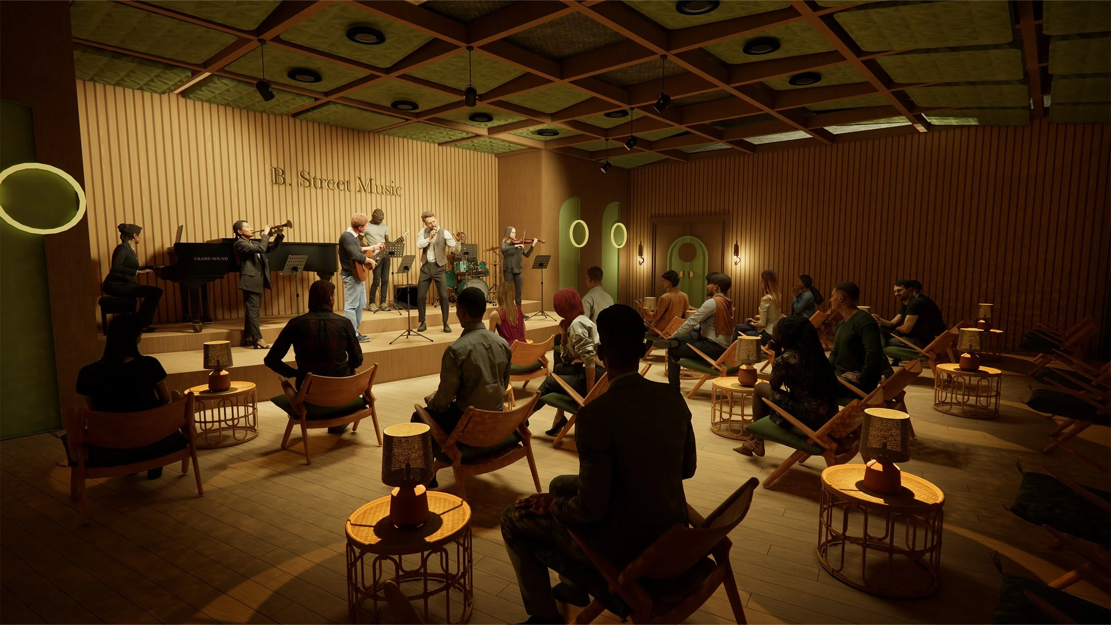 Performance space during a concert