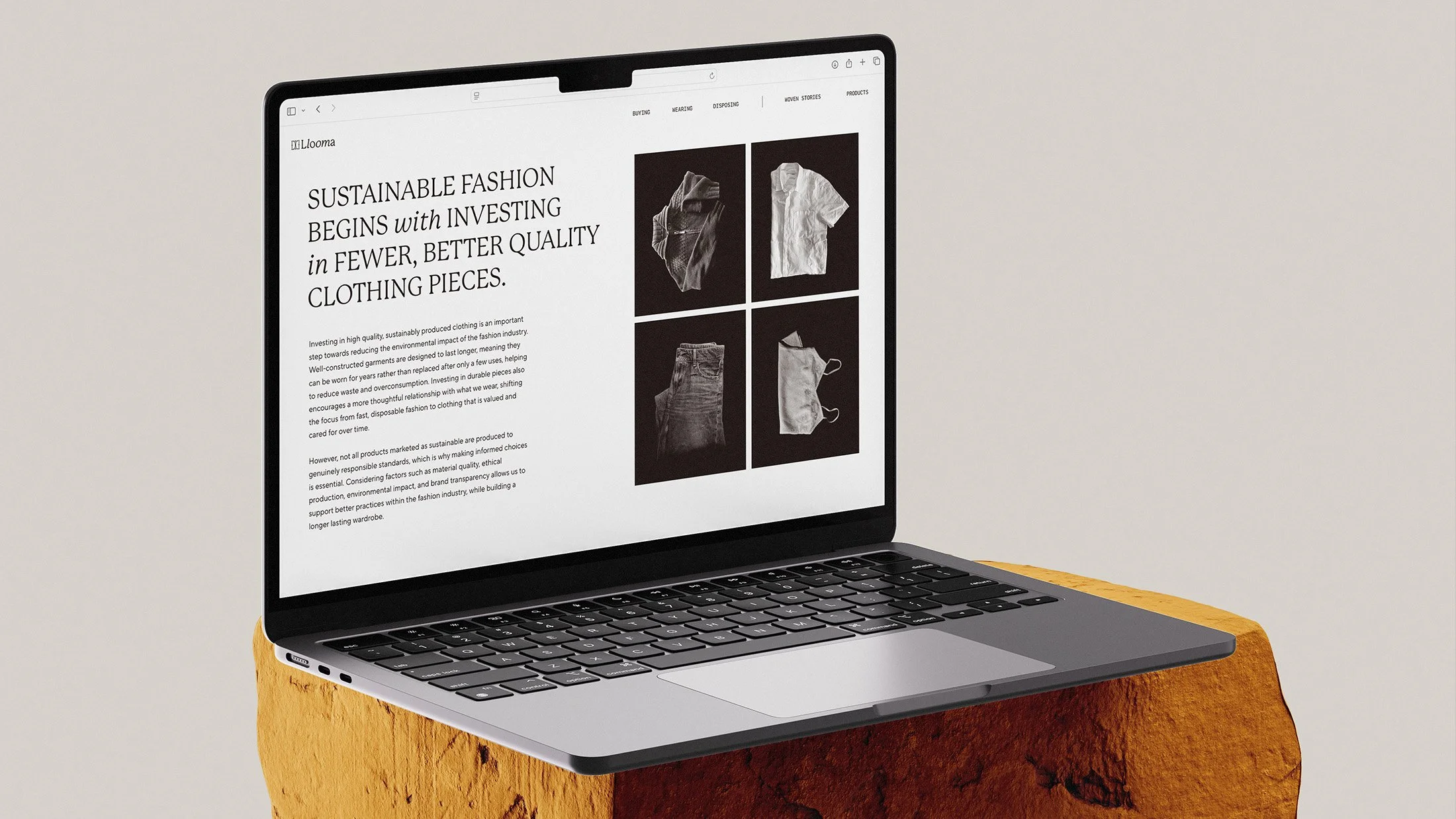 A section of the website showing users how to buy clothing more responsibly.