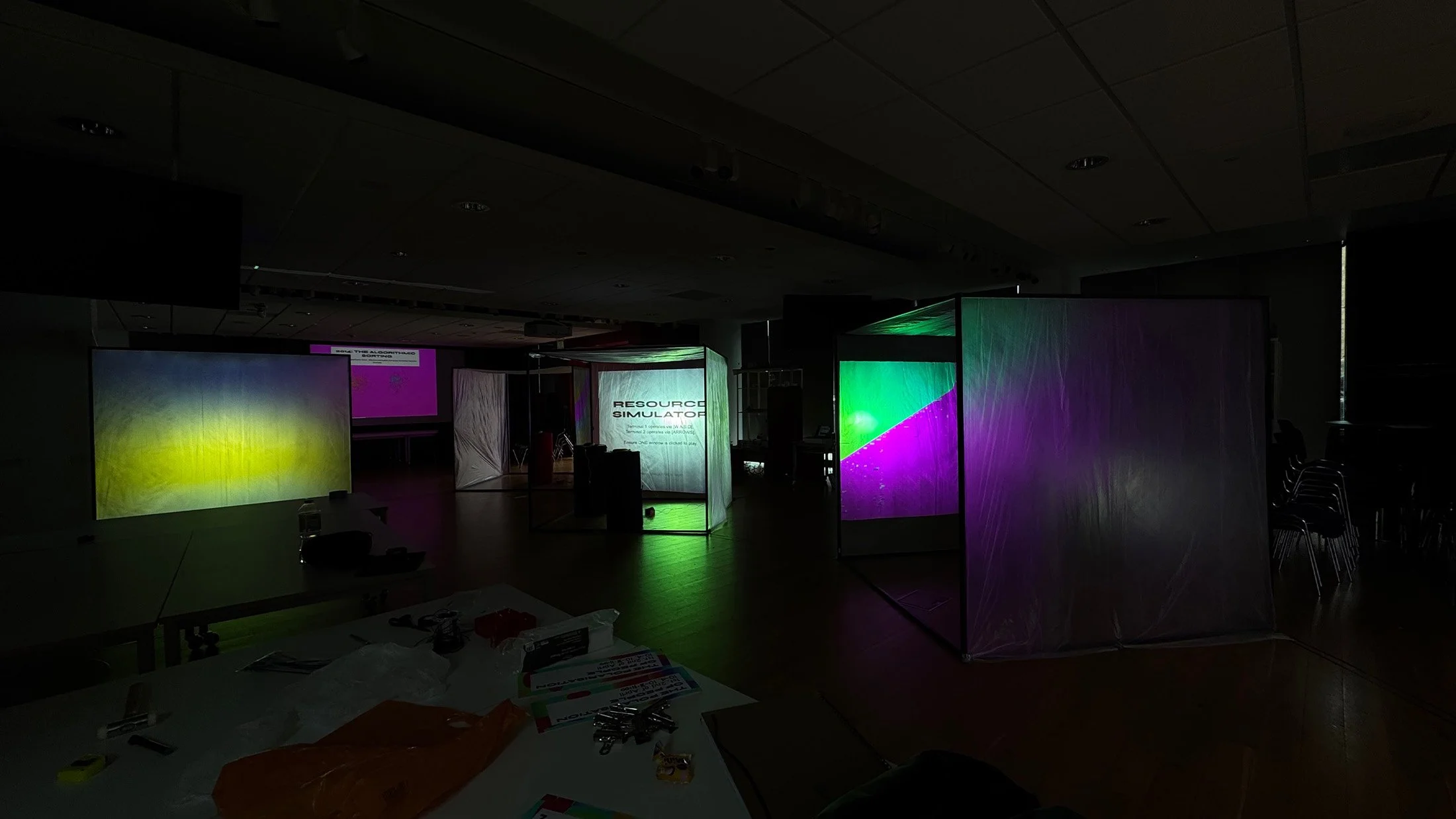 This exhibition space houses the five visual and interactive exhibits, all coded in Processing, which are designed to teach visitors about the hidden mechanics of manipulation without relying on alienating academic jargon.