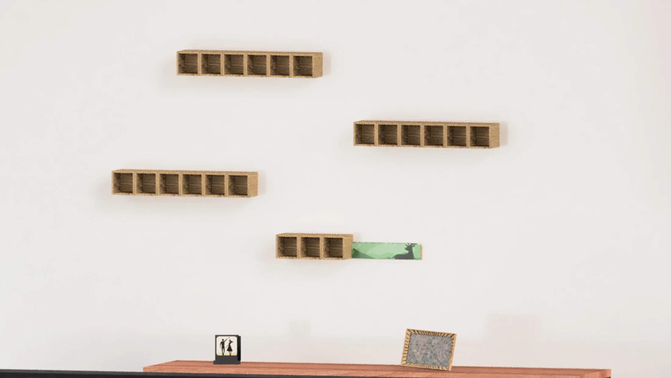 There is an added option for a decal to cover the batten on the wall. 