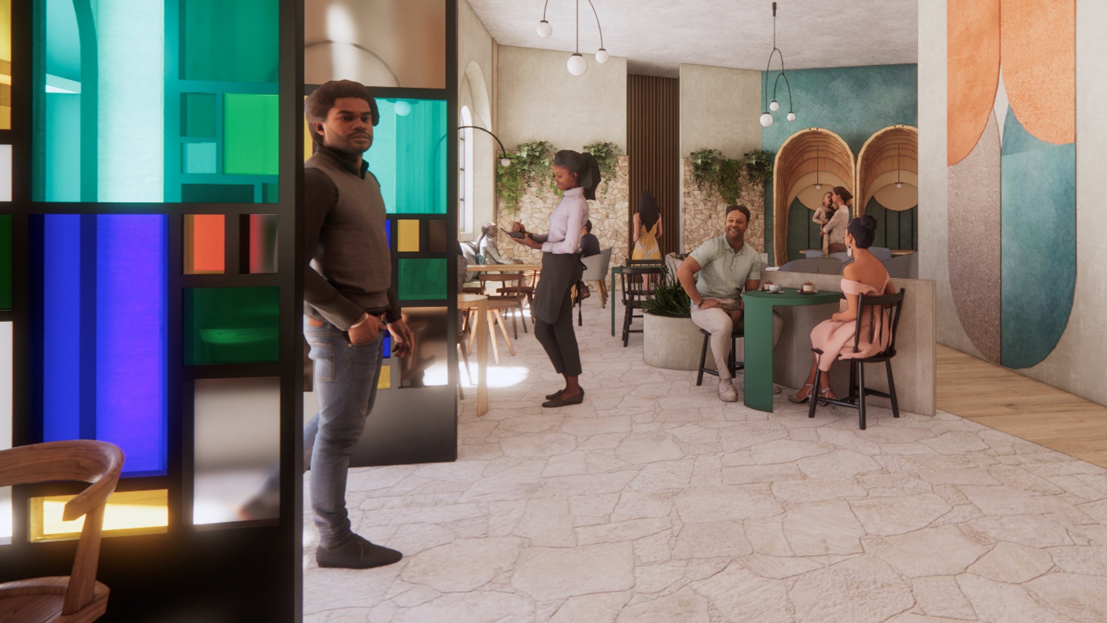 Entrance and café space.