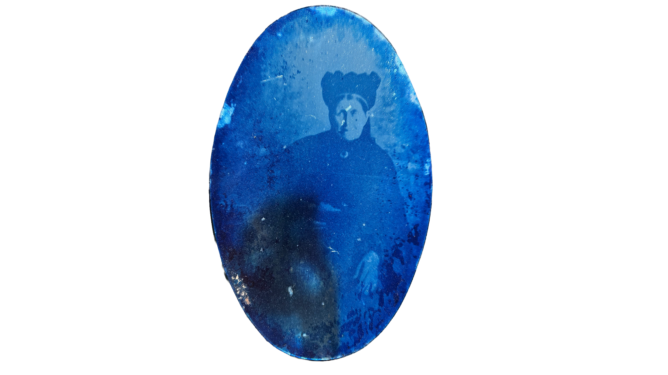 Cyanotype on mirror, Gaelic language ‘Catriona Bheag’