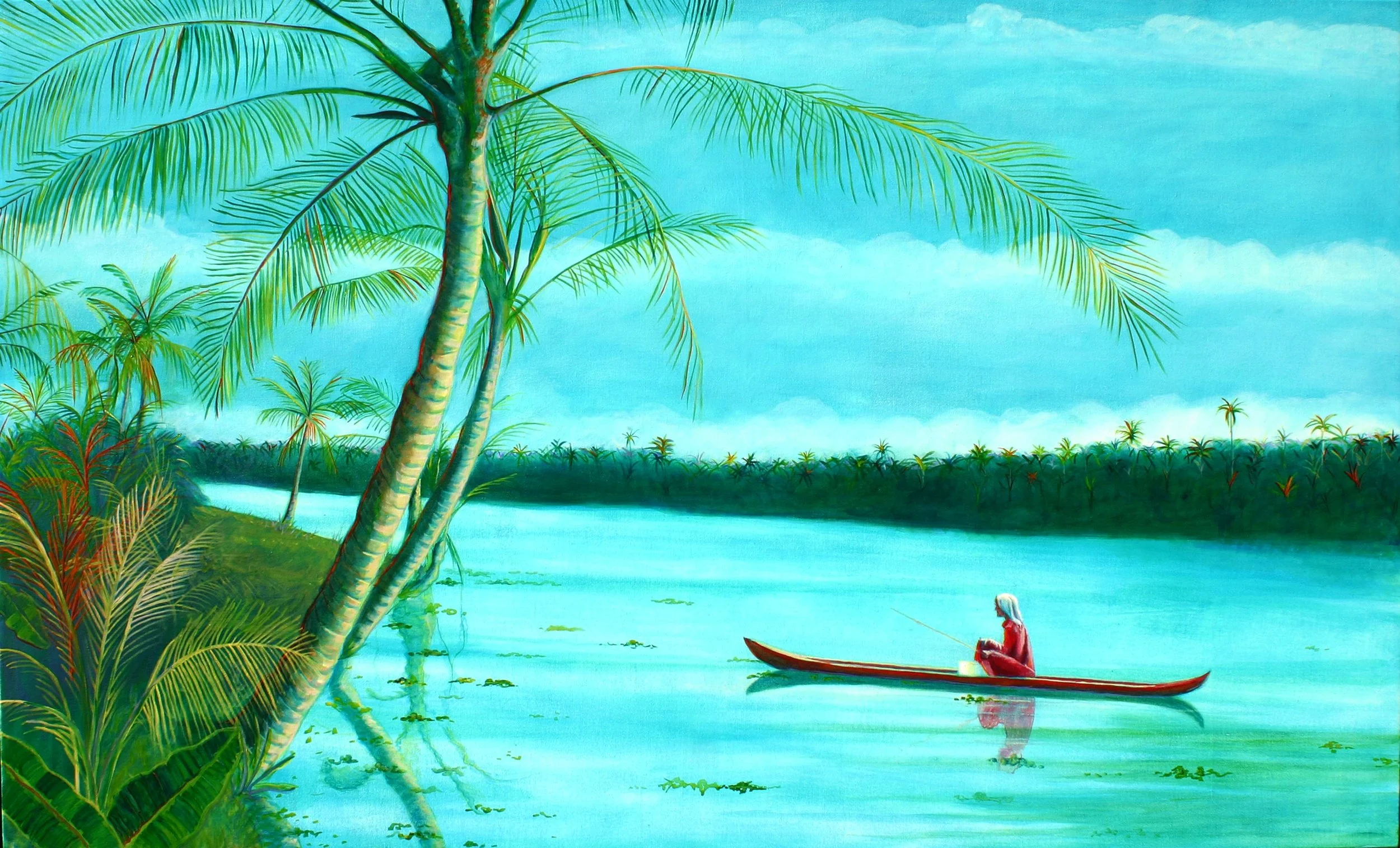 Keralan Backwaters, Oil on Canvas, 150 x 110 cm (Commission) 