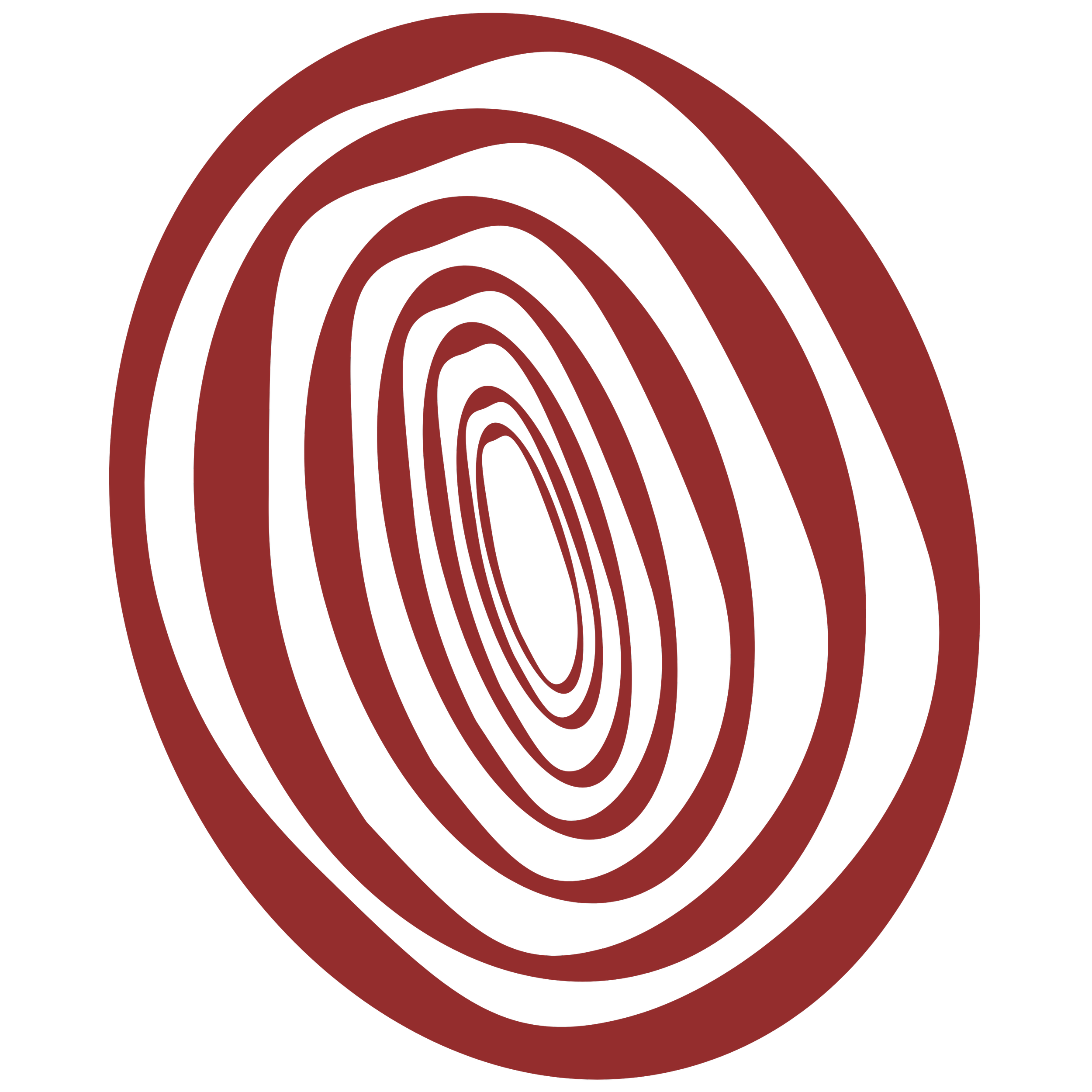 Black background with a spiral pattern of alternating black and dark red rings.