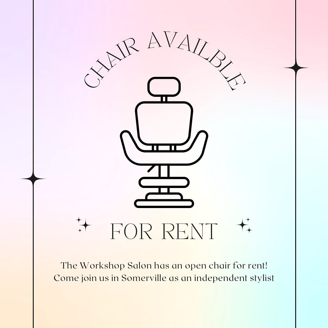 ✨open chair for rent✨

Opening for full time independent stylists looking to booth rent in a laid back and communicative environment 🌙

Must be open-minded, lgbtq+ and bipoc friendly 🥰

⚡️link to apply in bio ⚡️