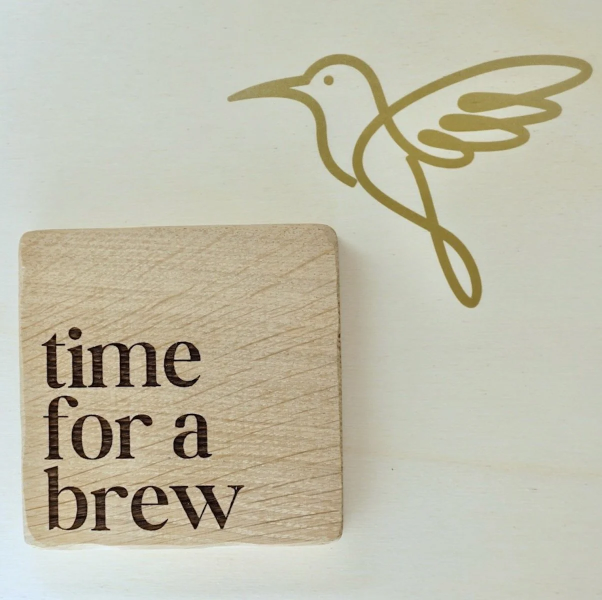 Handcrafted Oak Text Coasters
