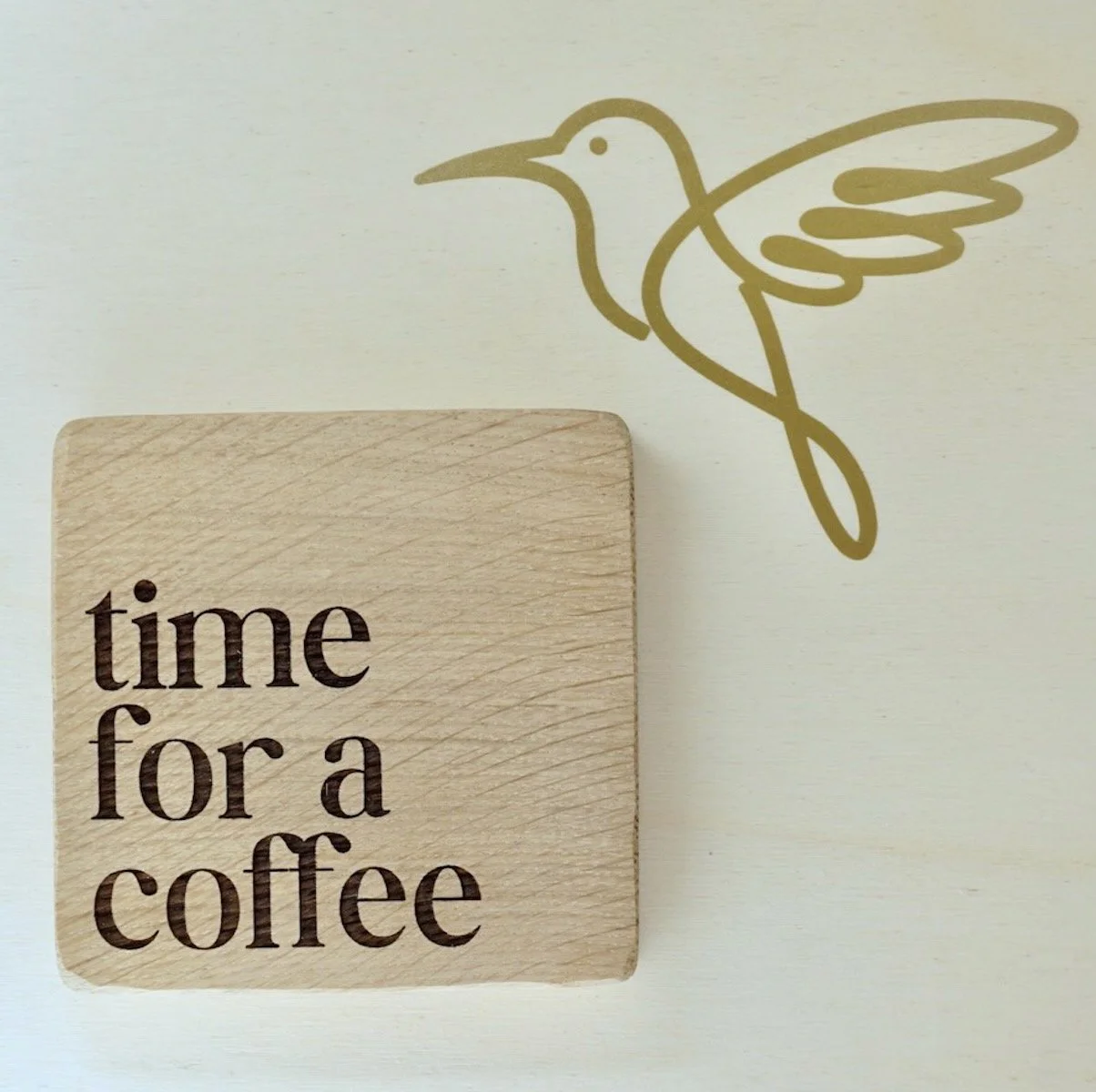 Handcrafted Oak Text Coasters