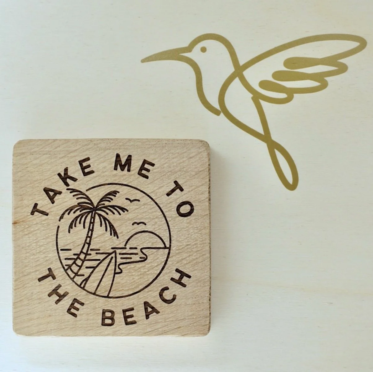 Handcrafted Oak Text Coasters