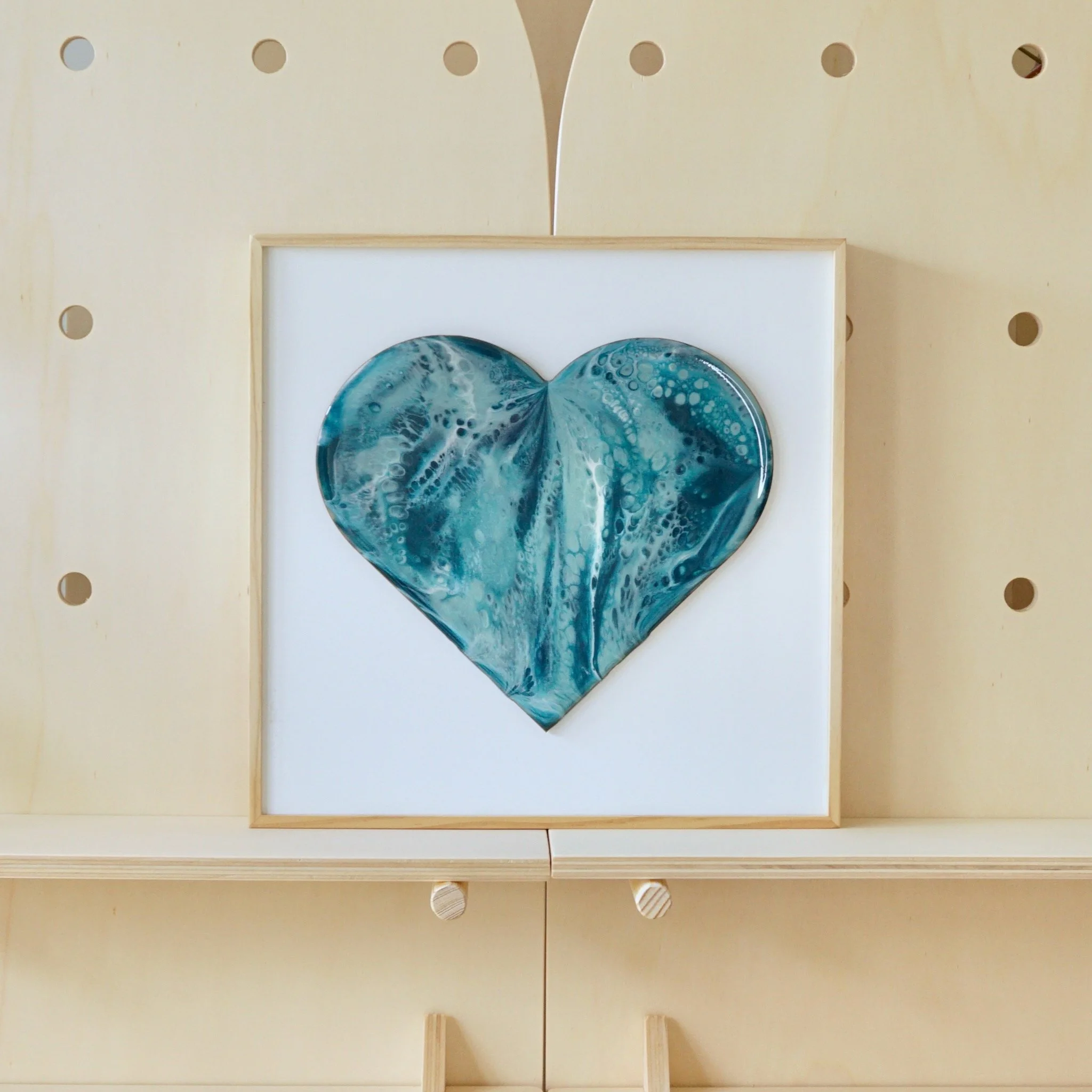 Ocean Heart Framed Resin Artwork