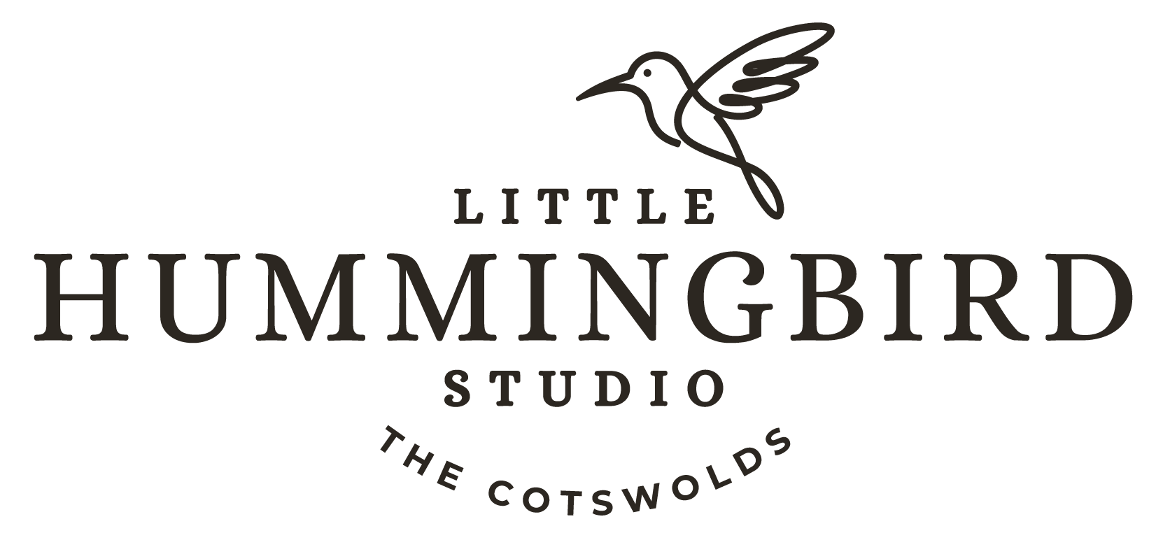 Logo for Little Hummingbird Studio featuring a hummingbird icon, the studio name, and tagline The Cotswolds.
