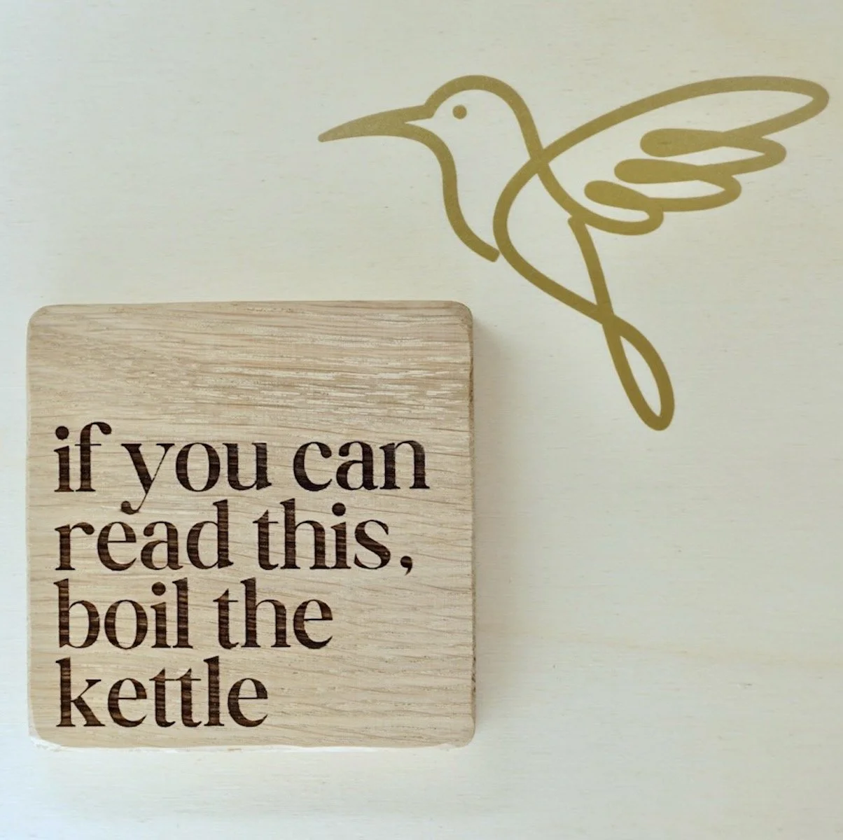 Handcrafted Oak Text Coasters