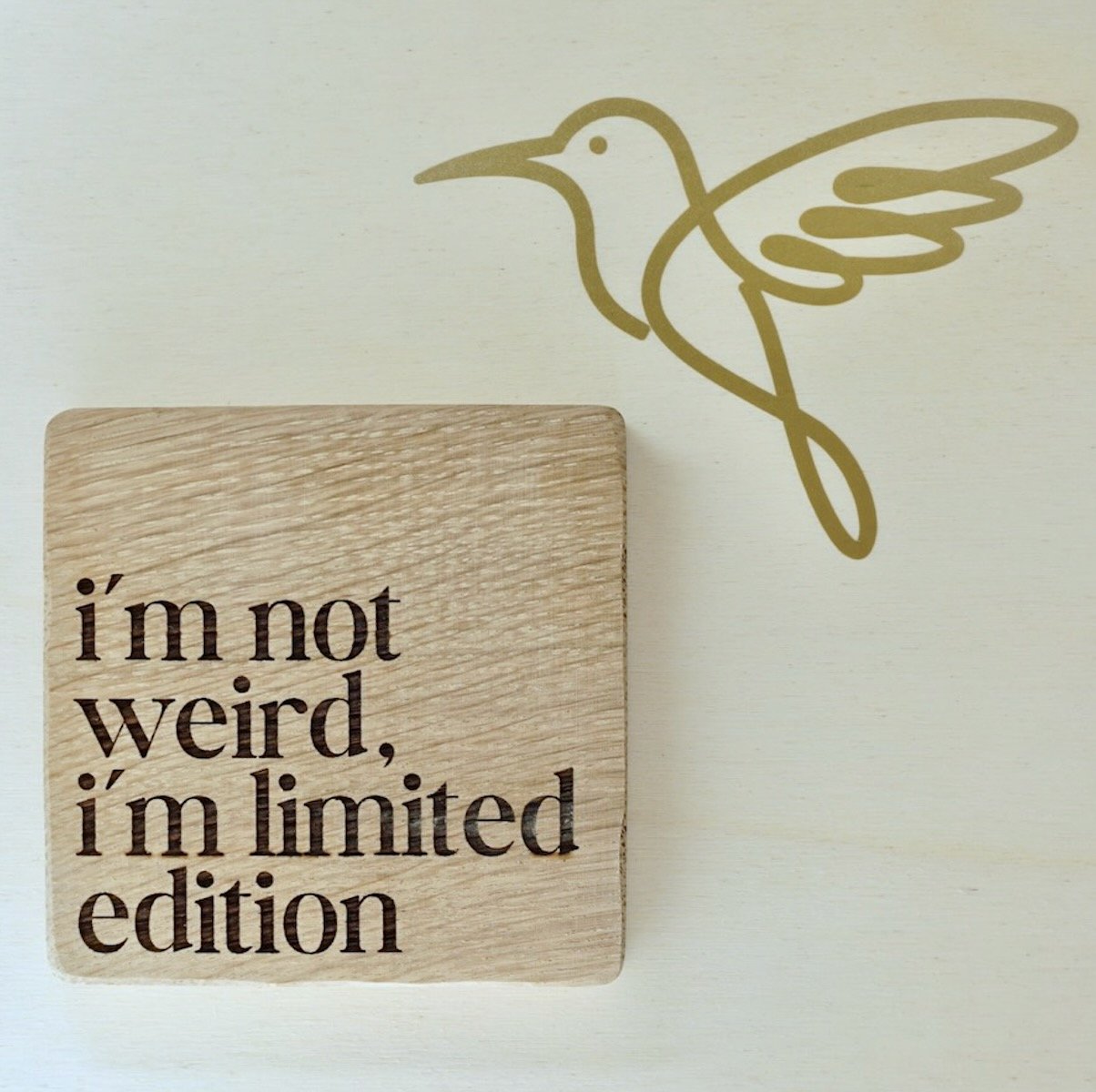Handcrafted Oak Text Coasters