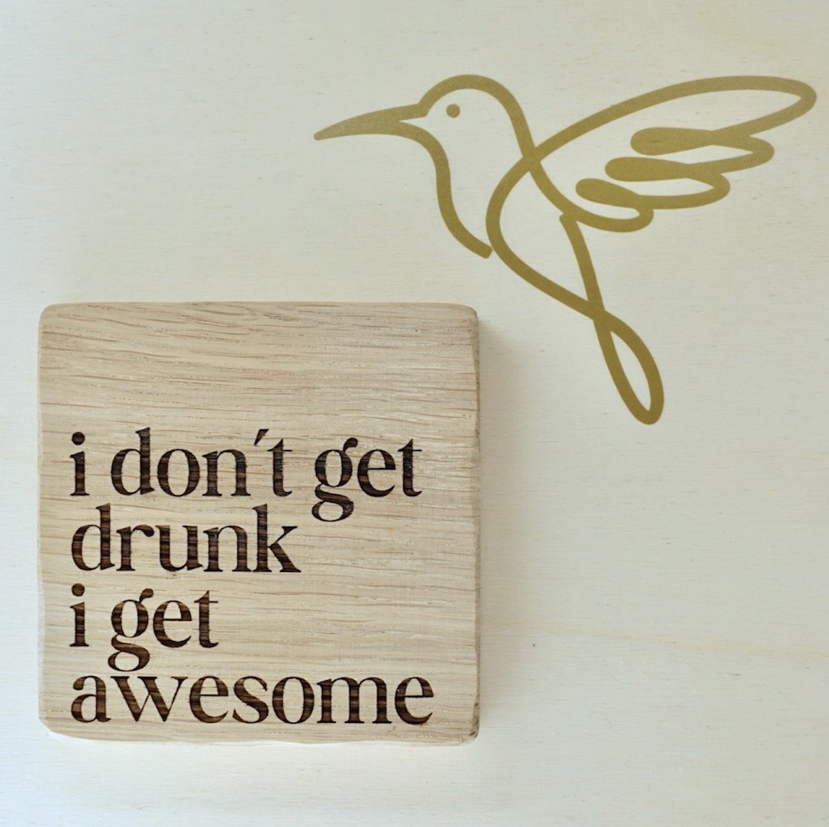 Handcrafted Oak Text Coasters
