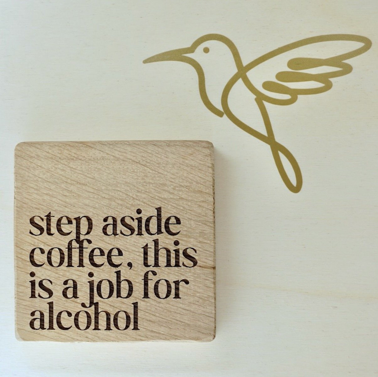 Handcrafted Oak Text Coasters