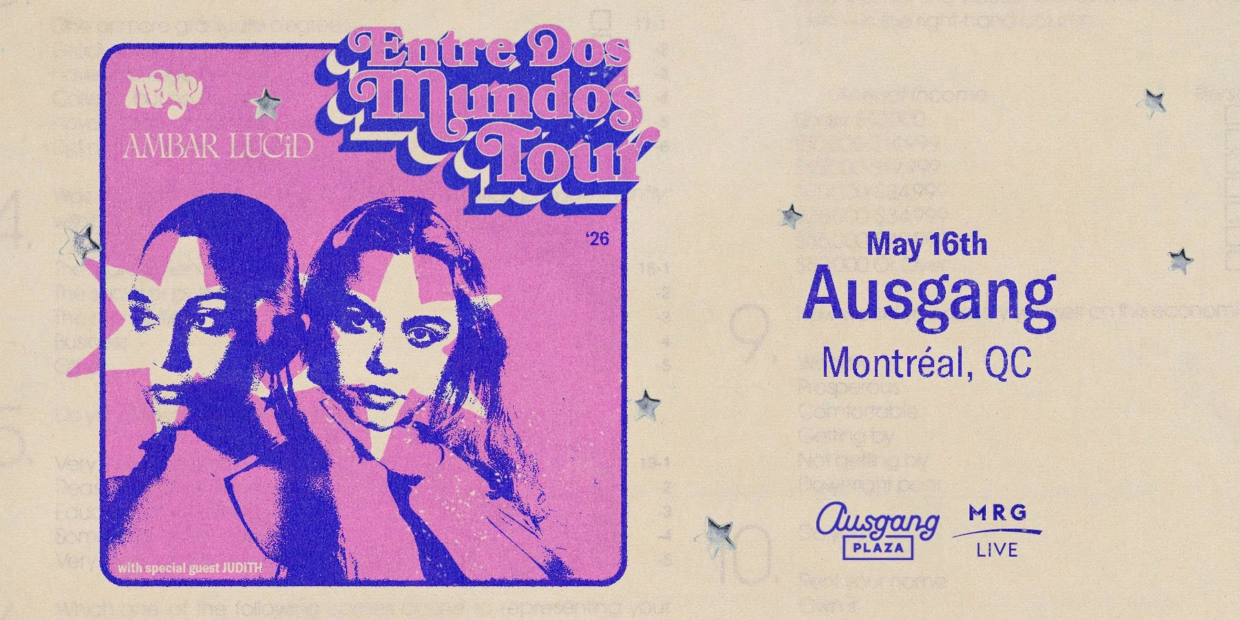 MRG Live & Ausgang Plaza presents Maye & Ambar Lucid Entre Dos Mundos Tour