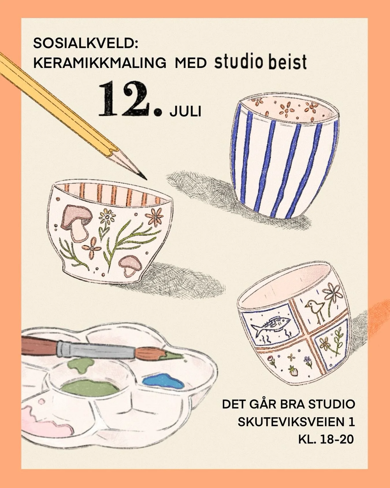 Keramikkmaling Studio Beist x DGB Studio / 12. juli 

Velkommen til sosialkveld med keramikkmale-verksted i Skuteviksveien 1 i Sandviken!

I samarbeid med DGB Studio kommer Studio Beist til sentrum for &aring; holde workshop i dekorering med undergla