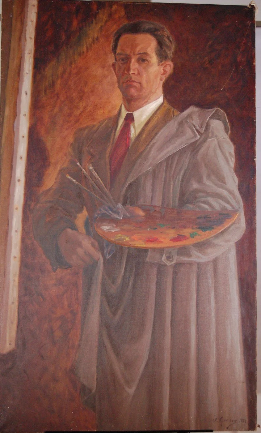 Self-Portrait with Palette by Ivan Garikow, 1957