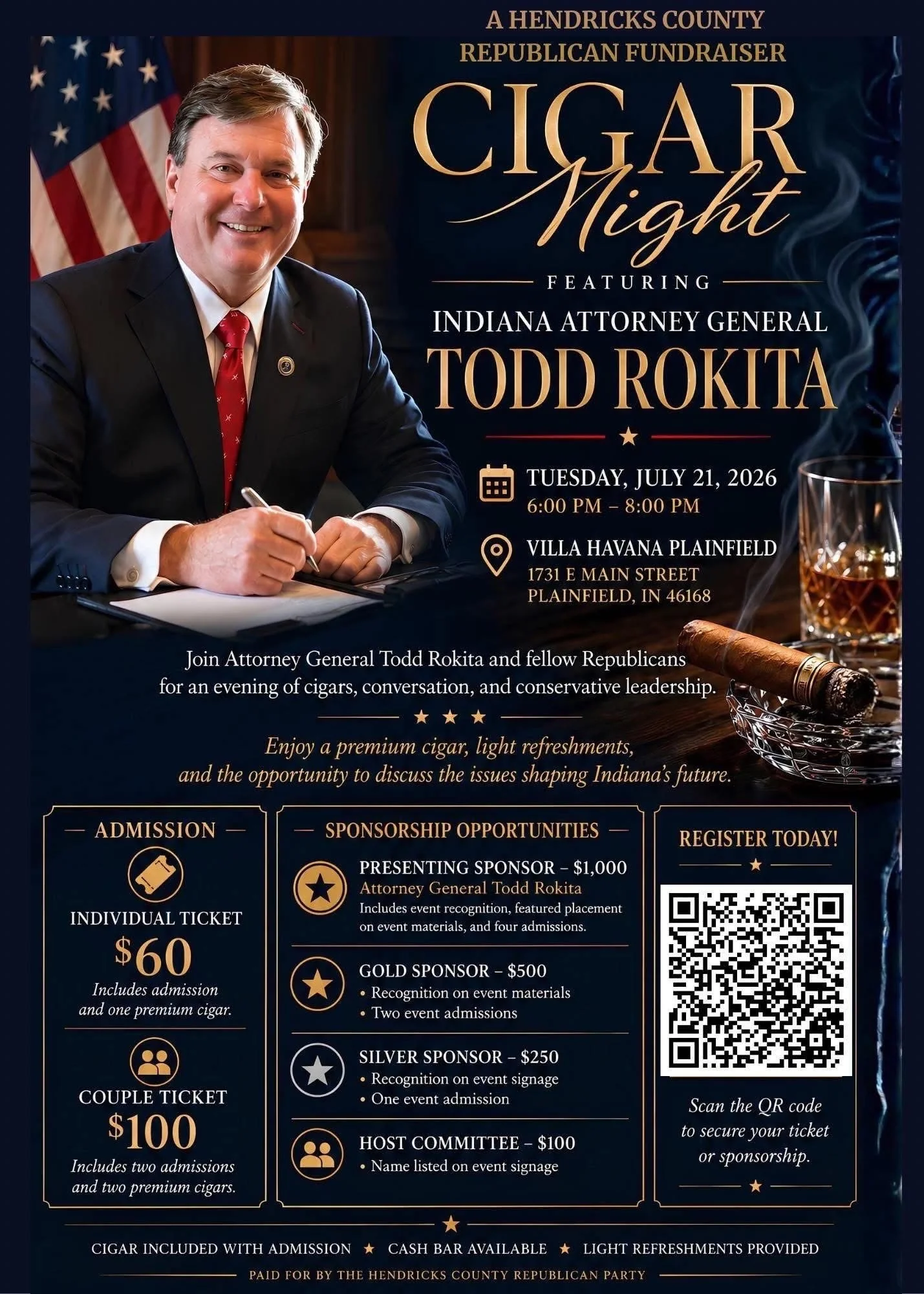 Cigar Night with AG Todd Rokita (Hendricks Co. GOP)