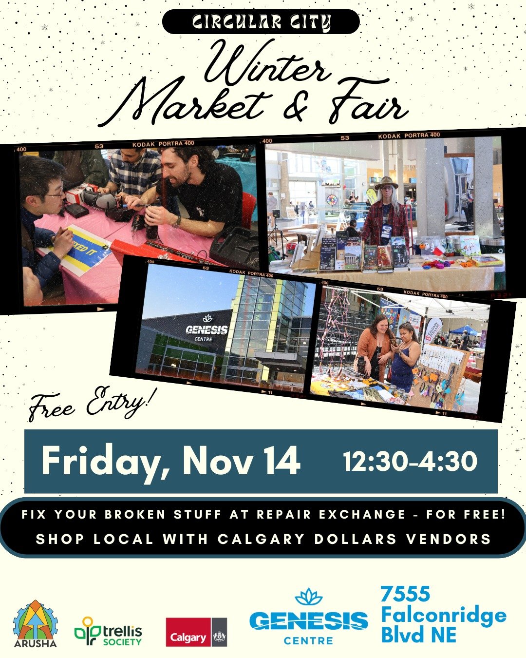 Circular City: Winter Market &amp; Fair will be at the @genesiscentre this Friday from 12:30-4:30! 

Come by to shop from local Calgary Dollars vendors! You can also bring a broken, common household item, and fix it along side one of our volunteer fi