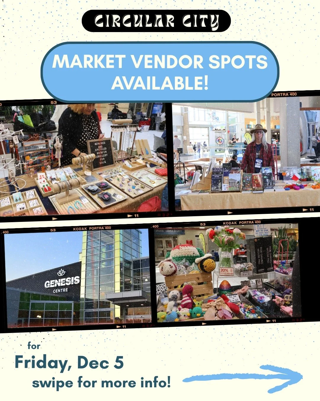 We have a couple vendor spots still available for our winter market at @genesiscentre on Friday, Dec 5! 

This is a great, low-cost opportunity for anyone looking to sell their wares in time for the holidays! 

Visit the link in our bio for more info