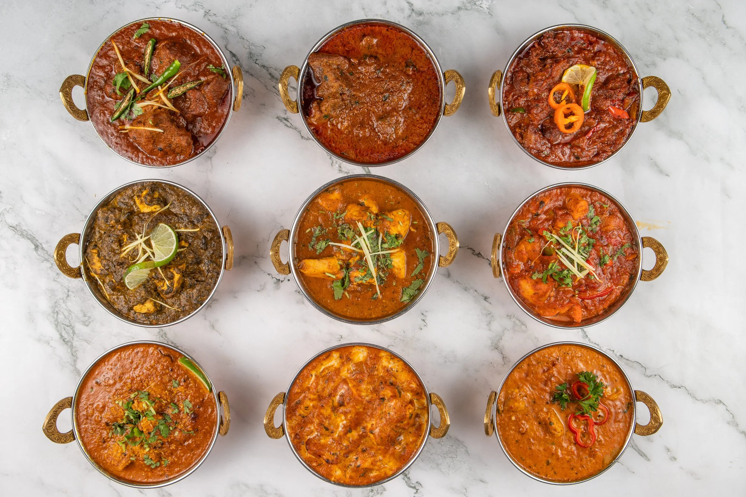 An assortment of quality non-vegetarian curries, including Rogan Josh, Methi Murgh, Kadai Chicken, Goat Curry and our Signature Avani Chicken Curry.