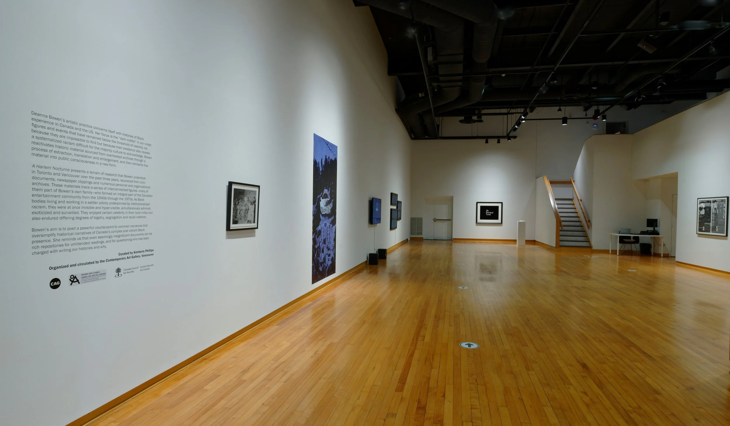 Installation view of "Deanna Bowen A Harlem Nocturne" (Thames Art Gallery 2021)