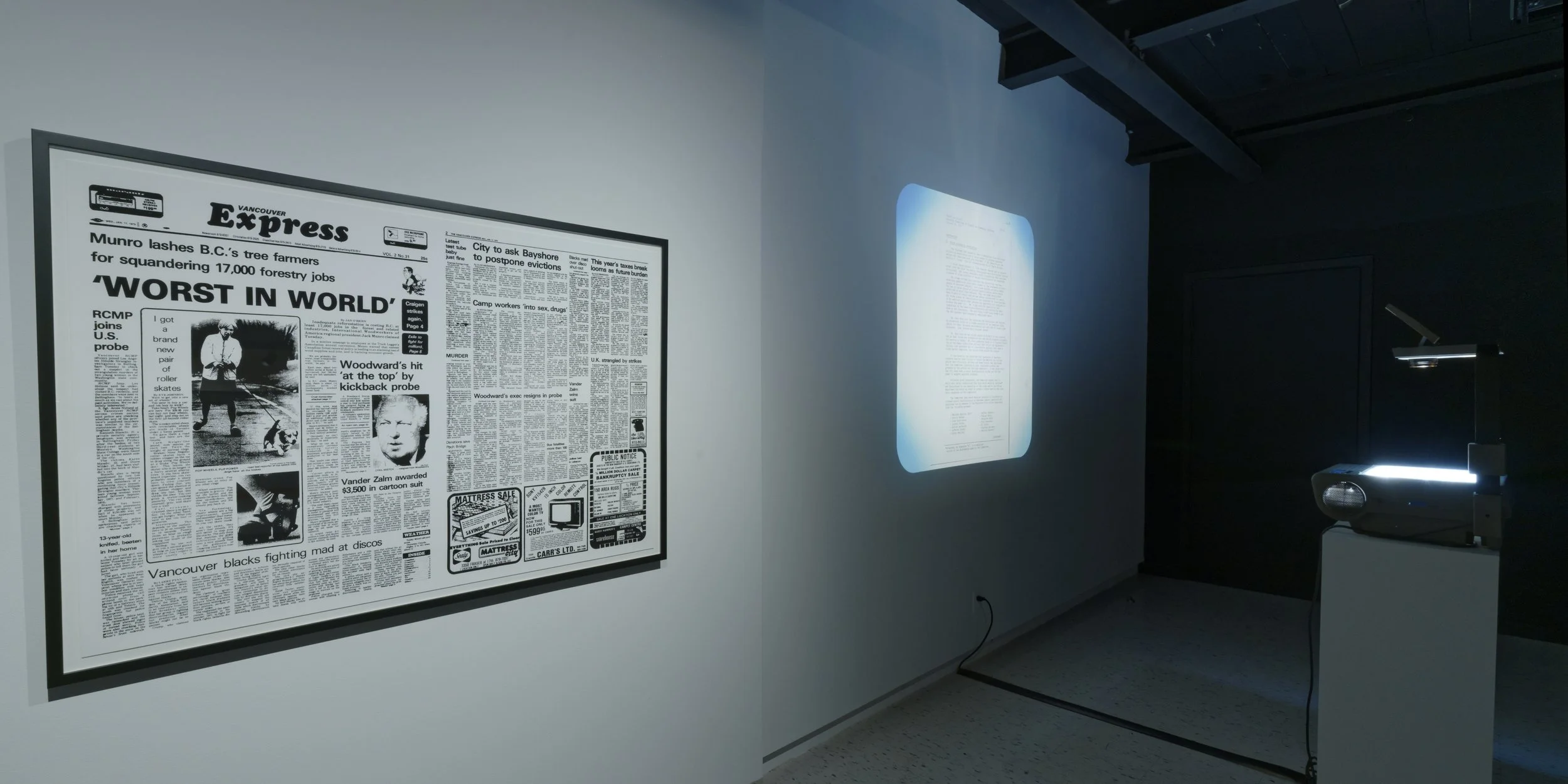 Installation view of "Deanna Bowen A Harlem Nocturne" (Thames Art Gallery 2021)