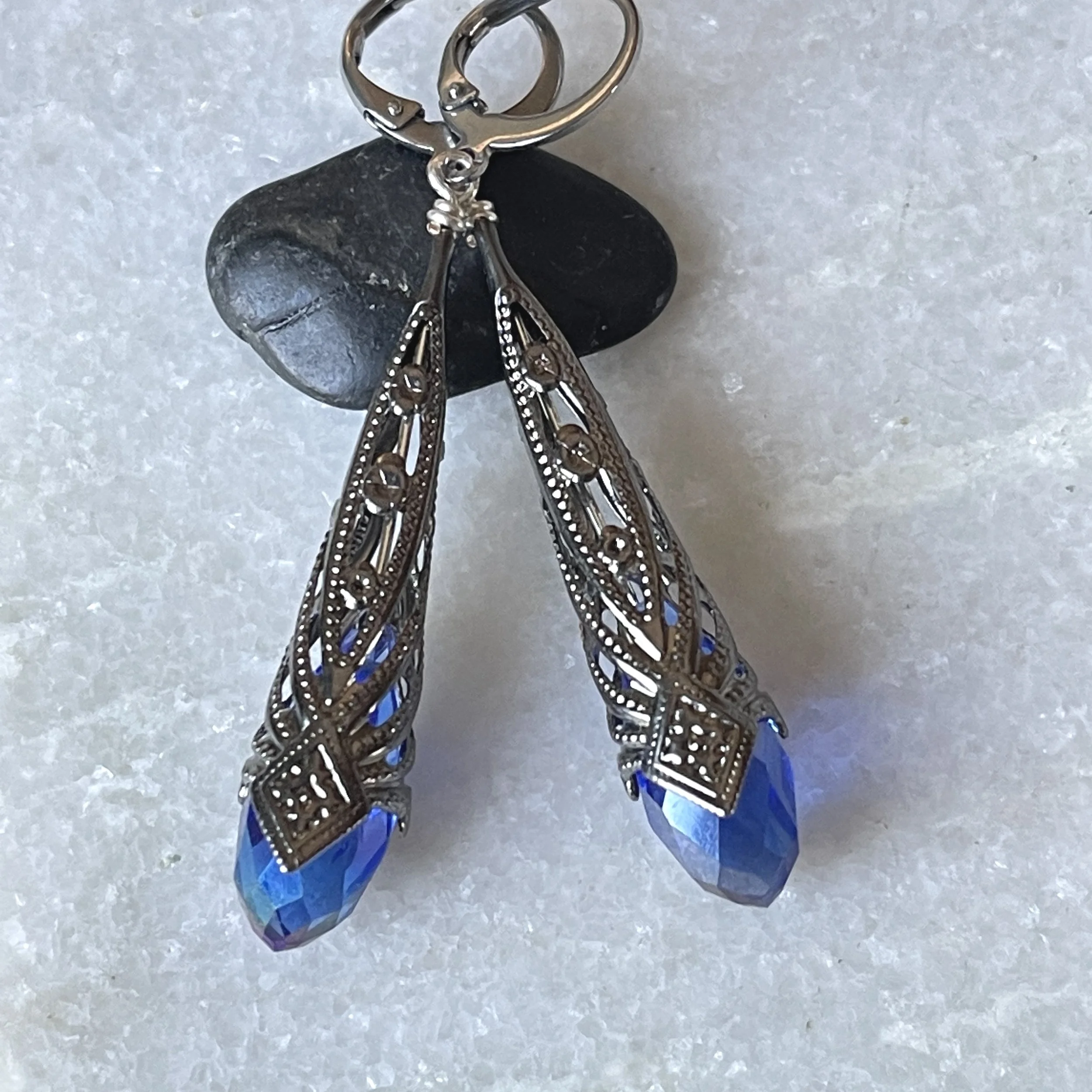 Vintage Inspired Austrian Crystal Teardrops 1.75"