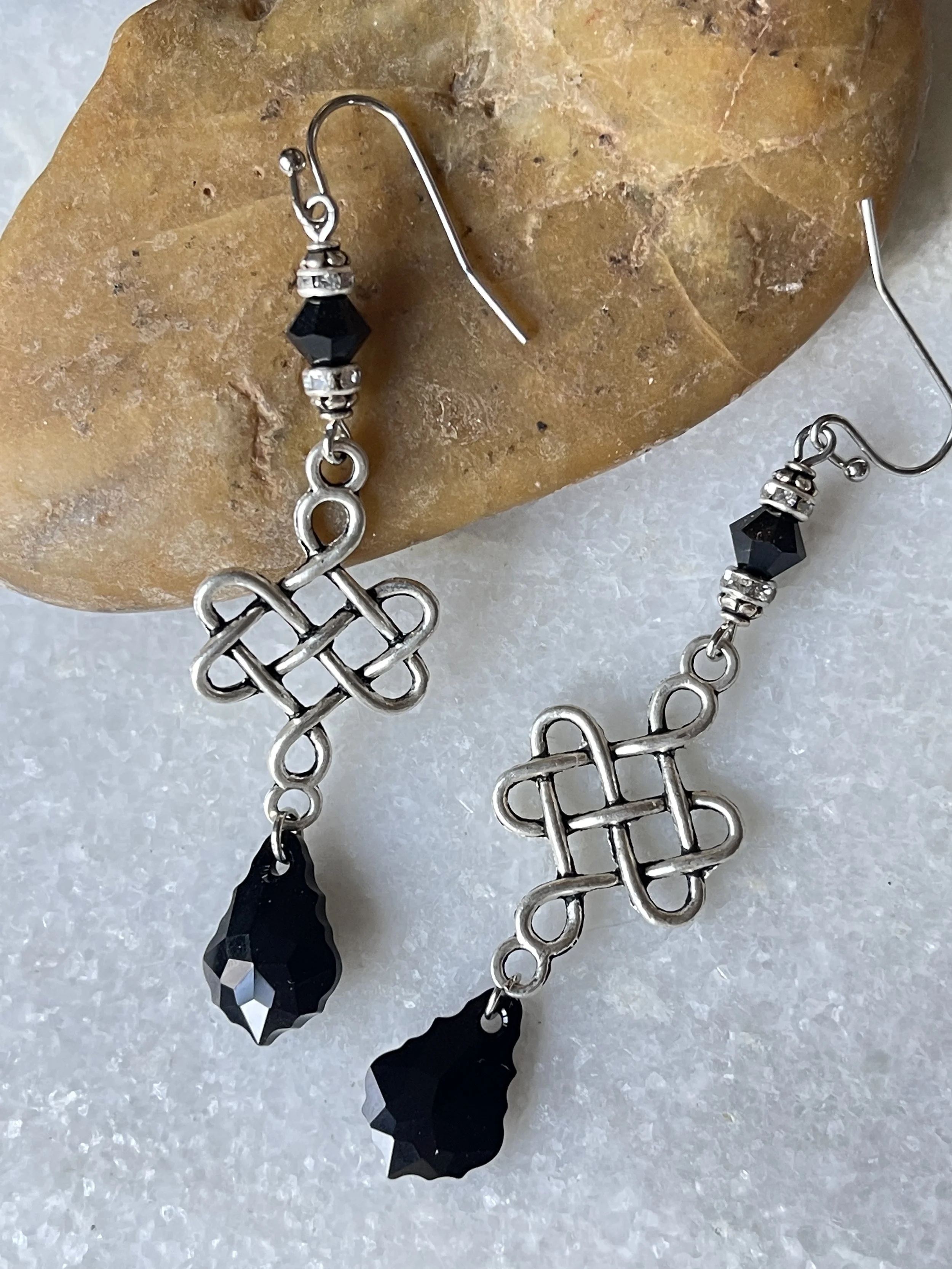 Swarovski Baroque Crystal Celtic Knot Earrings  2" (