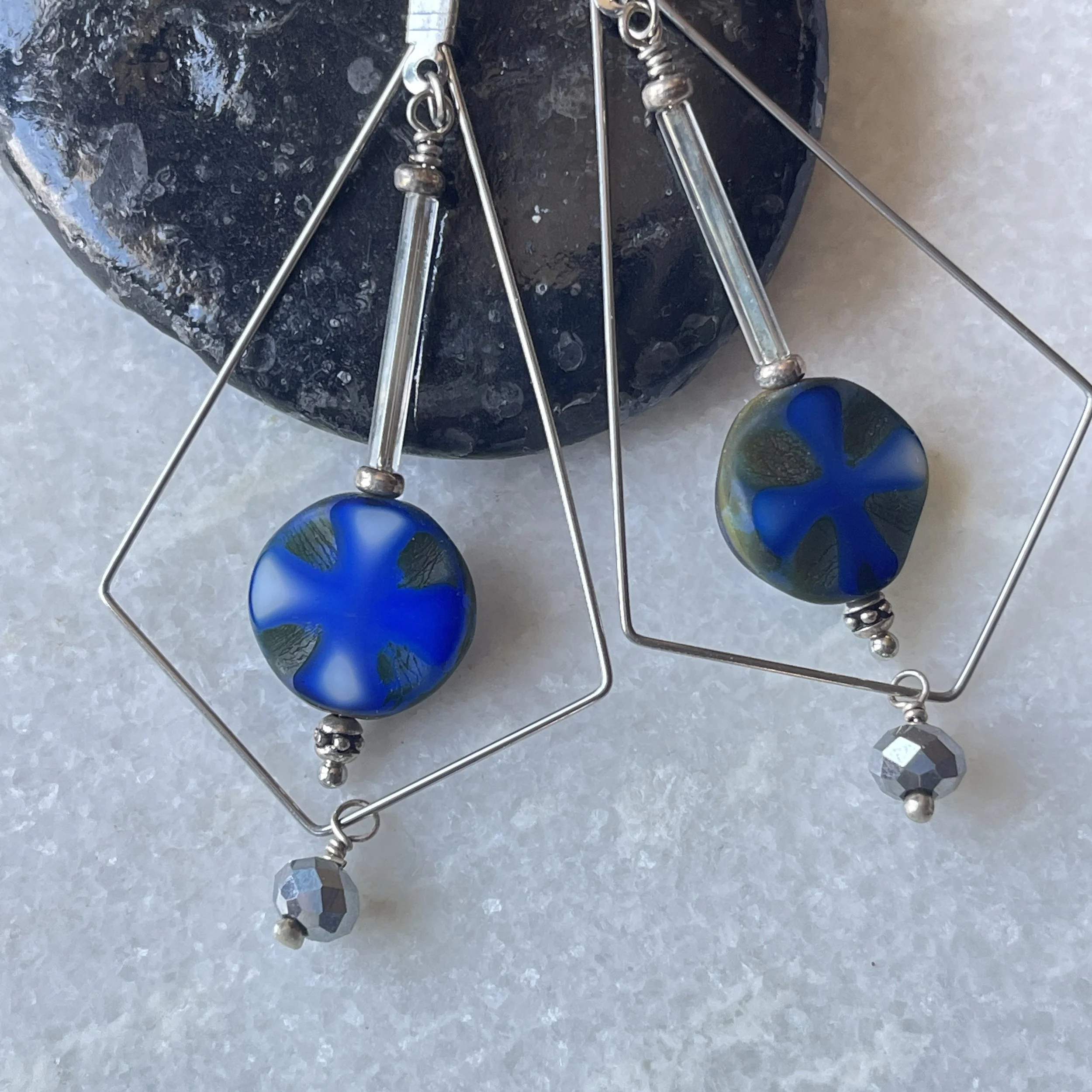 Maltese Cross Pendulum Hoop Earrings  2.5"