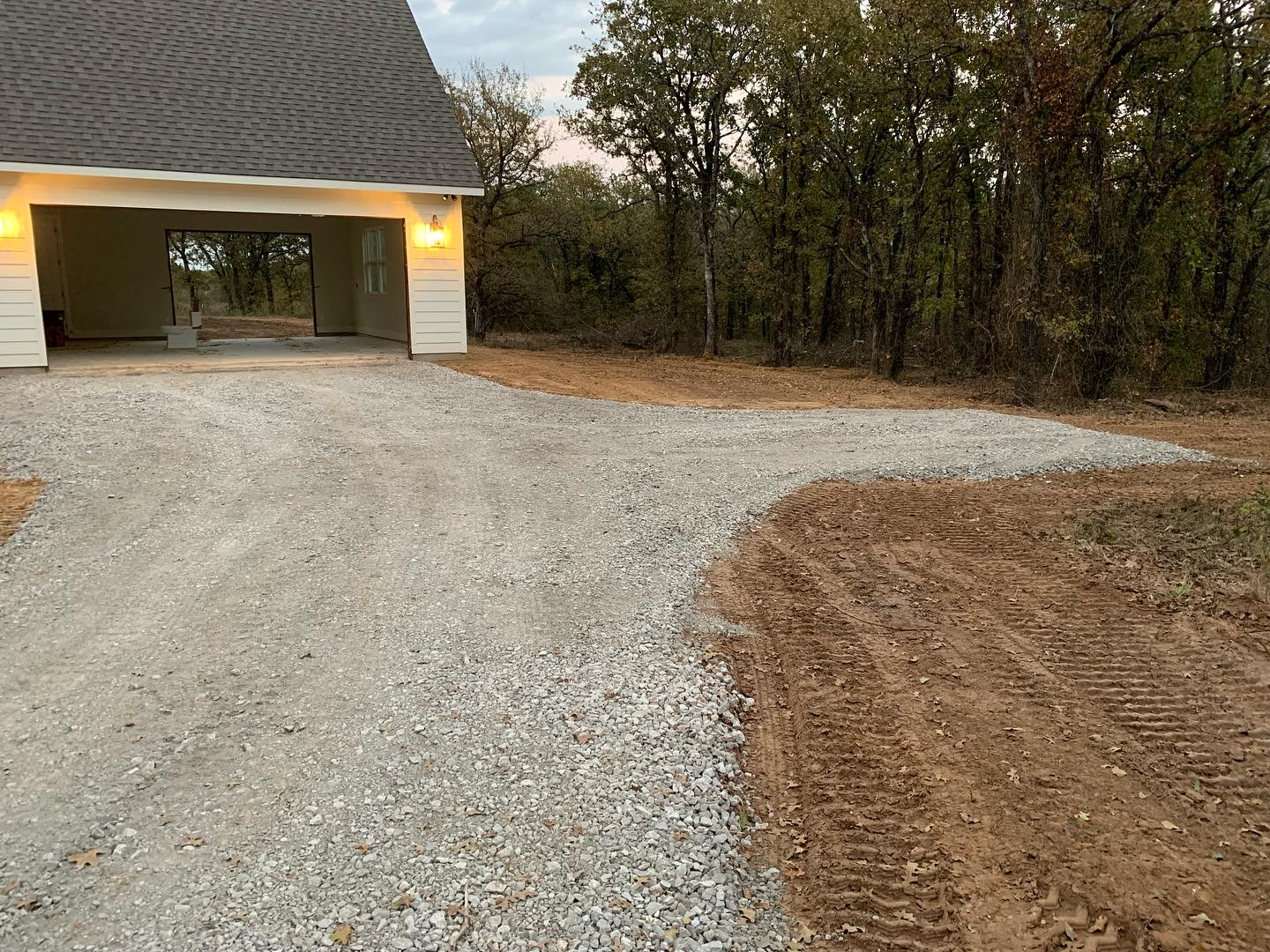 Dirt Work and Gravel Driveway for Garage