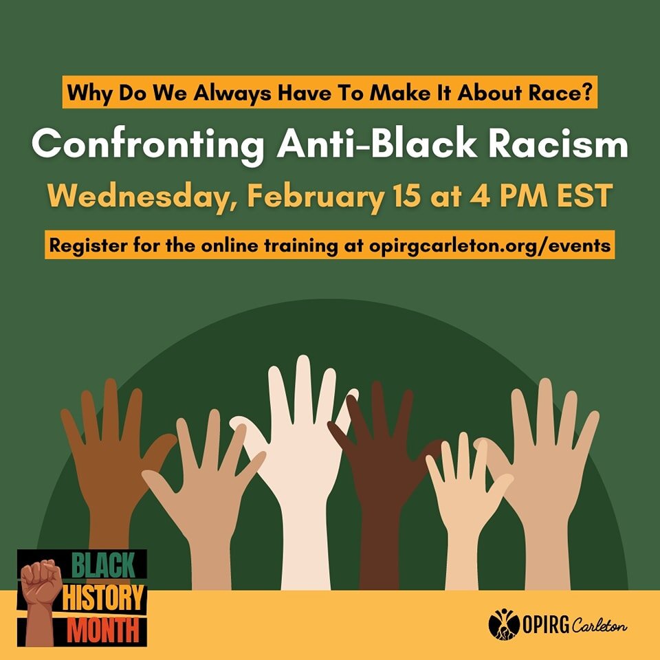 Why do we always have to make it about race? 

Missed the session in September? It's back!

On Wednesday, February 15 from 4-6 PM, come through to our FREE, online training on Confronting Anti-Black Racism facilitated by Brieanne Berry Crossfield (@m