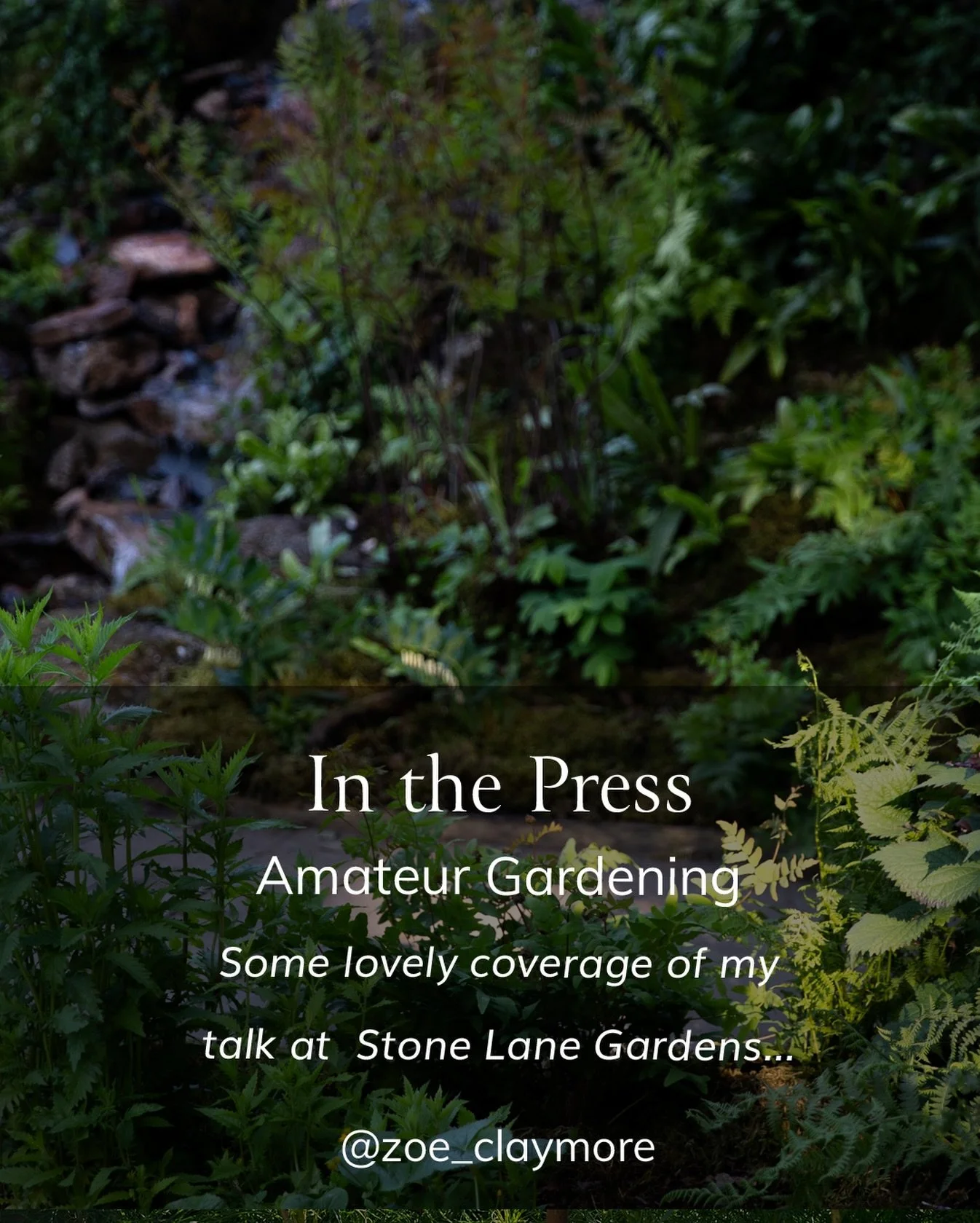 A belated thanks to @amateurgardeningofficial magazine and @kim_stoddart for covering my talk at @stonelanegardens at the tail end of last year. The talk covered my RHS Chelsea garden last year and the inspiration behind it, alongside ways to do it a