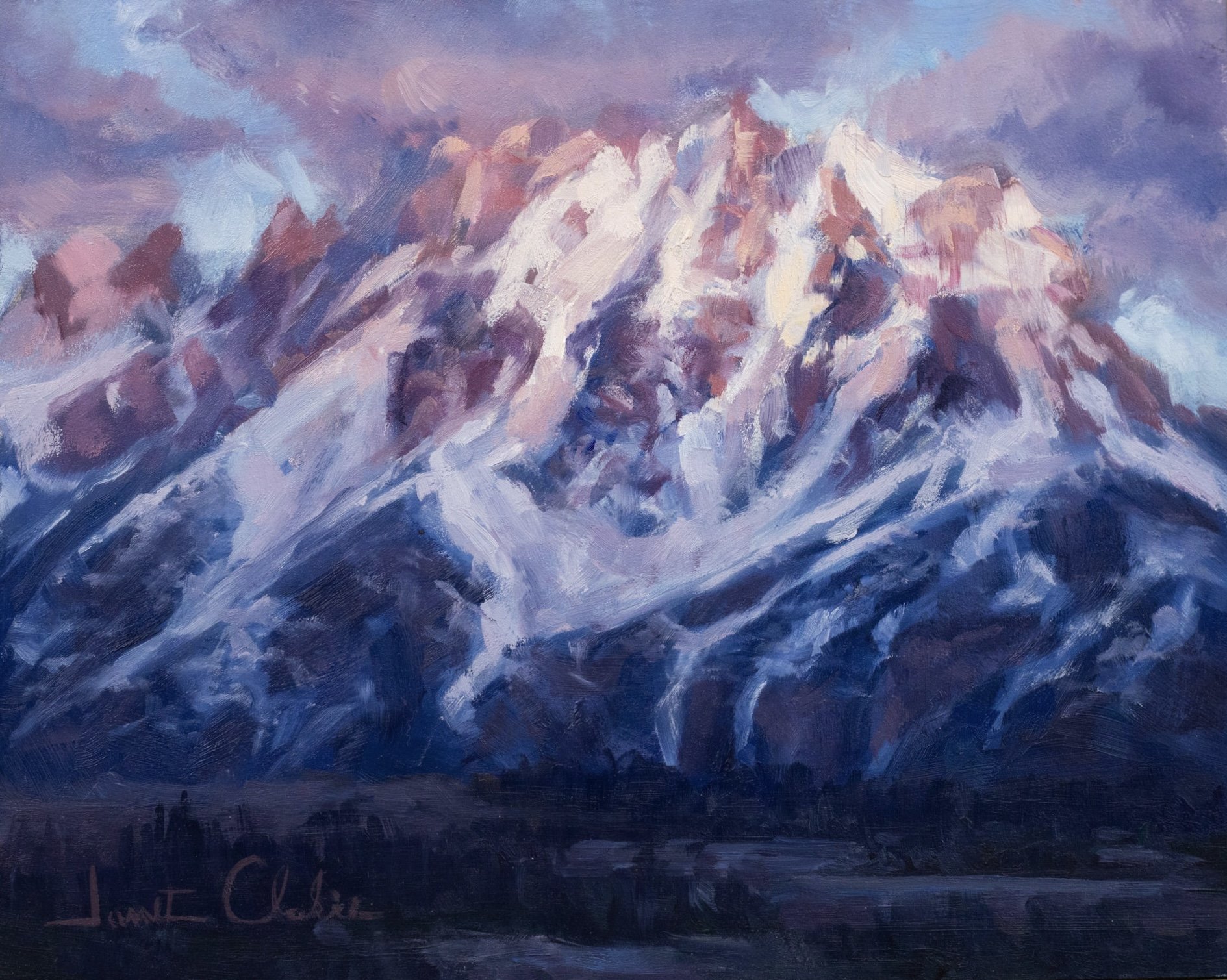 "Day Break on the Mountain Top" 8"x10" oil