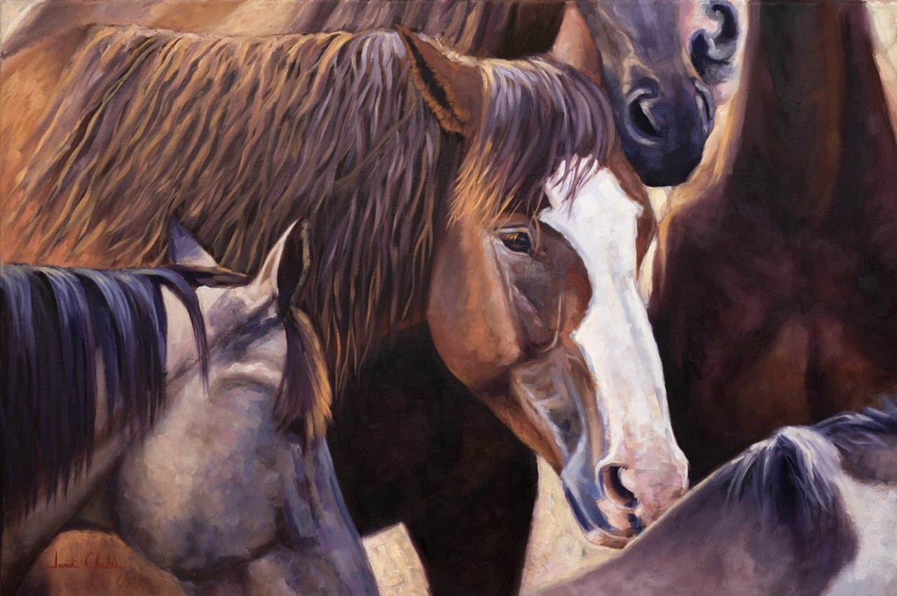 "In A Crowd" oil on 20"x30" canvas - Available