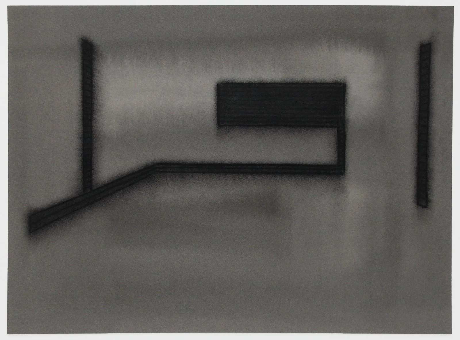 Het is stil in zijn laagje stof 13/
2021/
Charcoal and ink on paper/
30 x 40 cm/
(private collection)