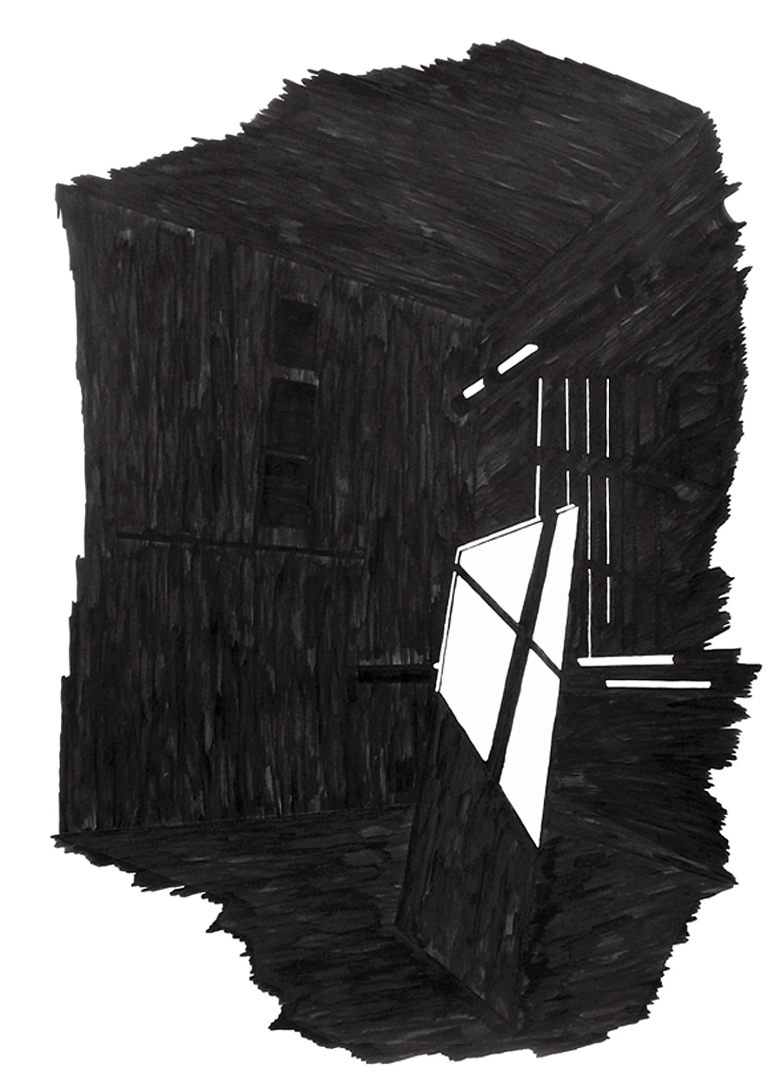 And we watched the world go by/
2006/
Ink on paper/
64 x 48 cm/
(private collection)