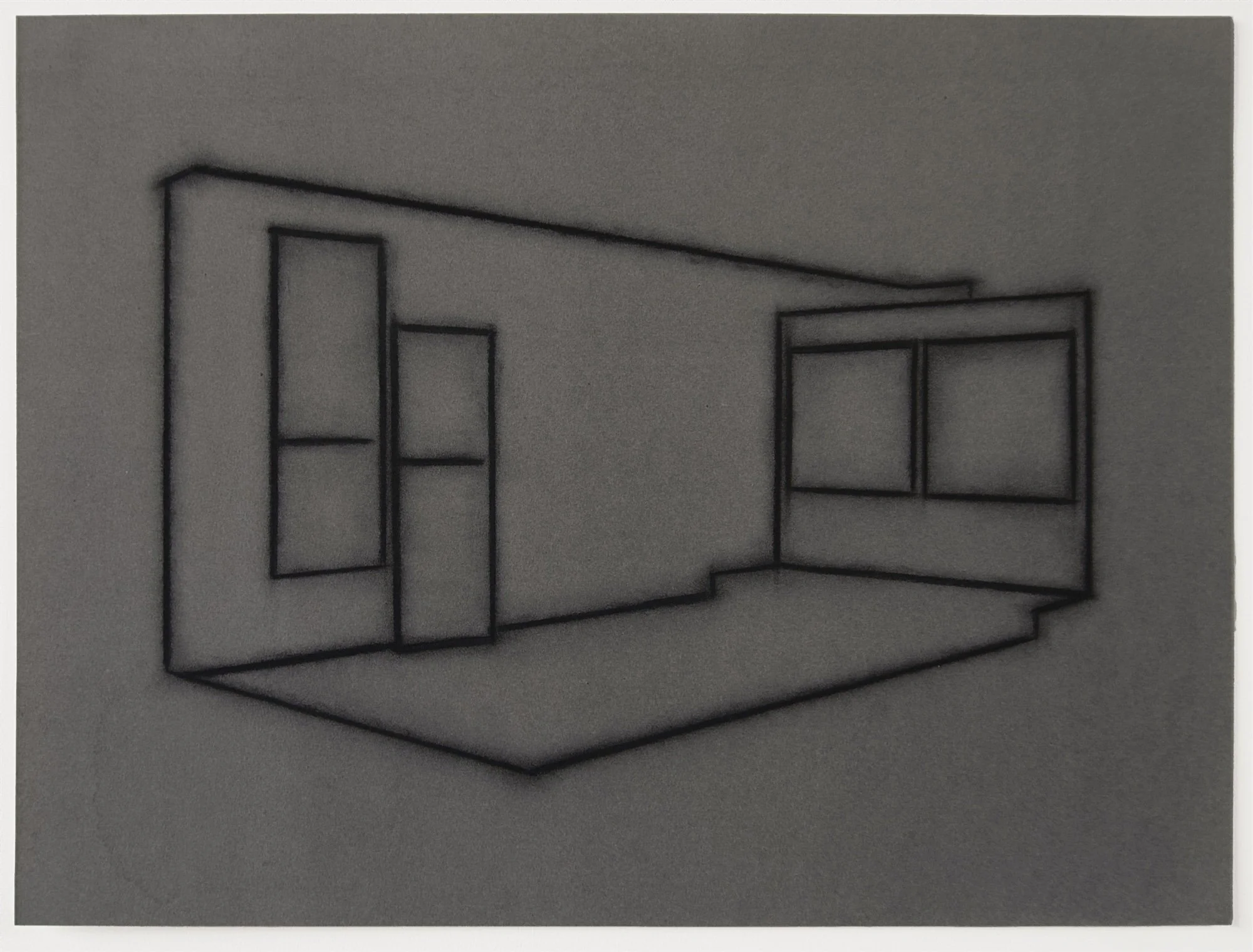 Inhabited space 8/
2025/
Charcoal and ink on cotton paper/
30 x 40 cm