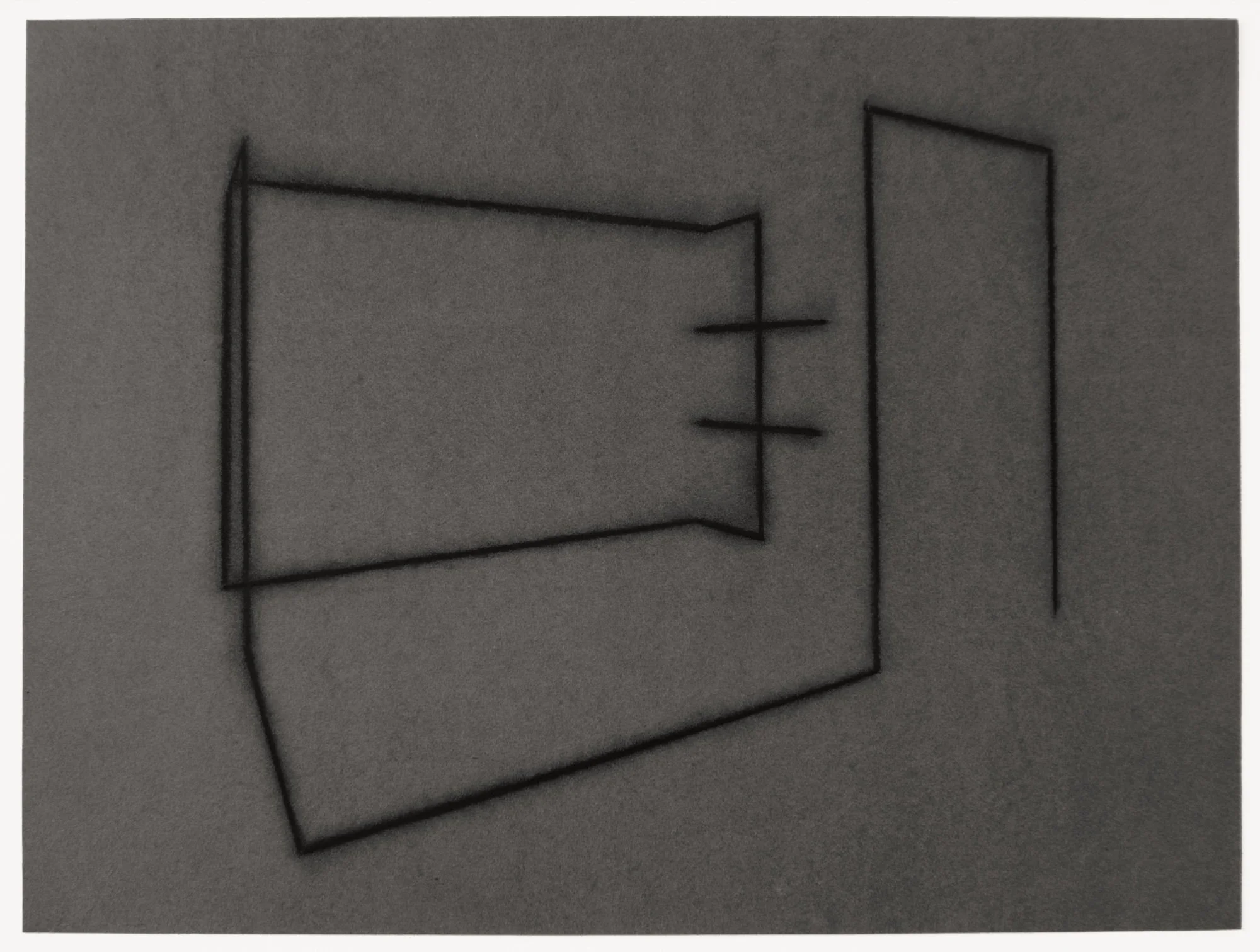 Inhabited space 13/
2025/
Charcoal and ink on cotton paper/
30 x 40 cm