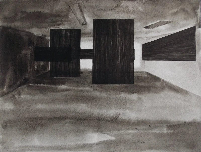 In between rooms/
2015/
Gouache and ink on paper/
30 x 40 cm