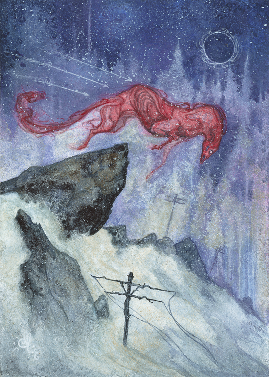 An empty moon holds no light
Yet the arrow of the hunter flies true
Into the red ghosts within you that dissipate like smoke

The Red Ruminations are the thoughts we haunt ourselves with. Those that replay in our minds late at night, creating violent