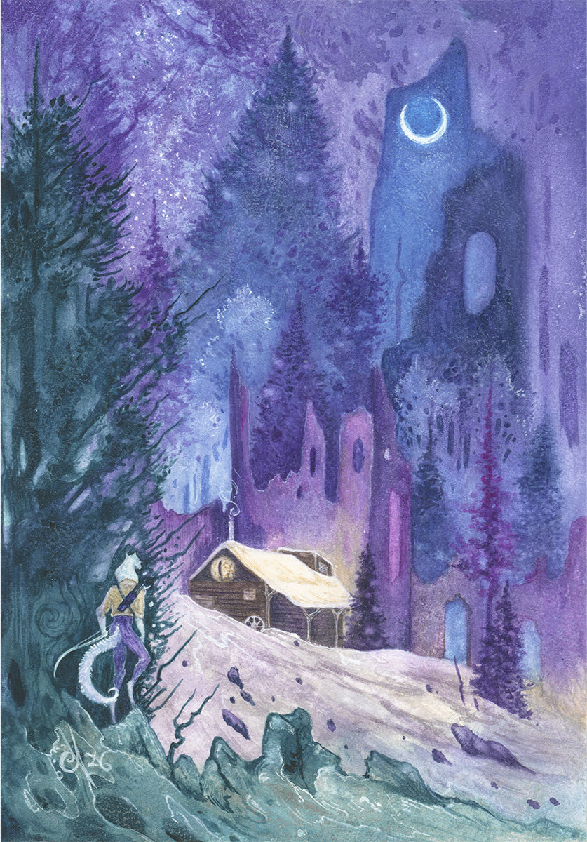 You've come upon a strange cabin
Music seems to be playing from within
It sounds familiar. Like a lullaby. A song you’ve always known.

You’ve come to the Hauntling Wood in search of a cabin, or at least, that’s what the Muse told you.   The thing is